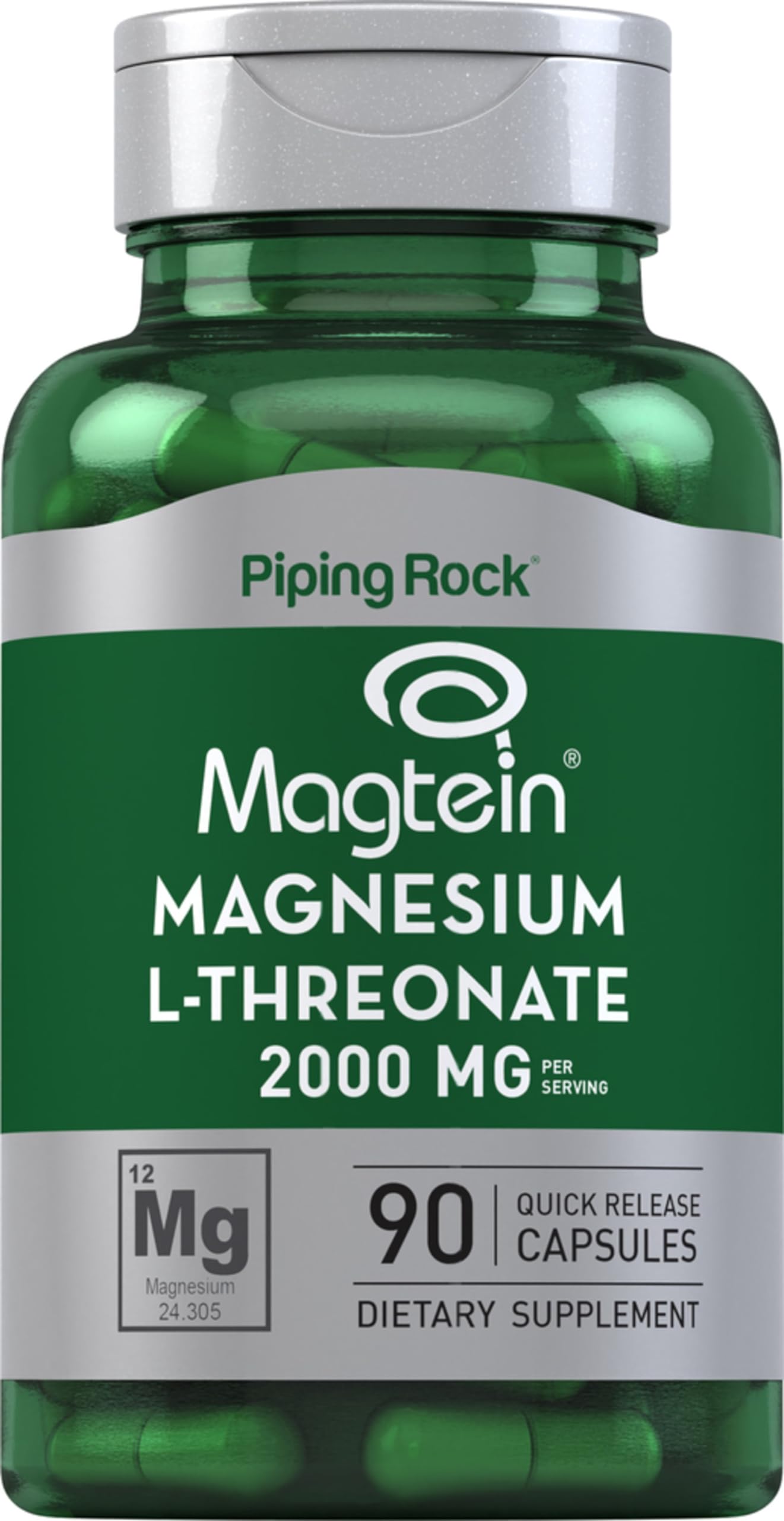 Piping Rock Magnesium L-Threonate Capsules 2000 mg, 90 Count