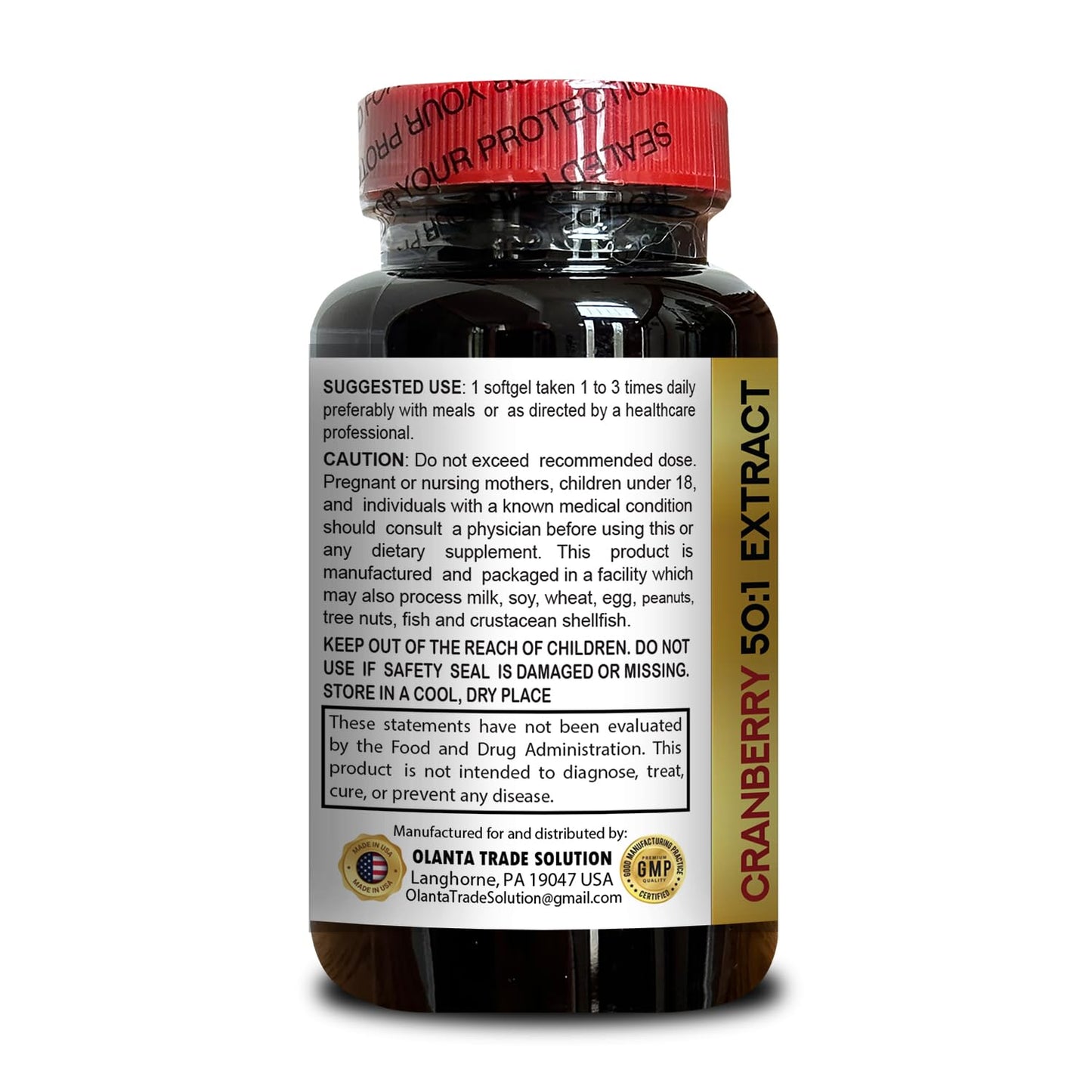 OLANTA TRADE SOLUTION Cranberry Extract Concentrated Capsules 60 Capsules