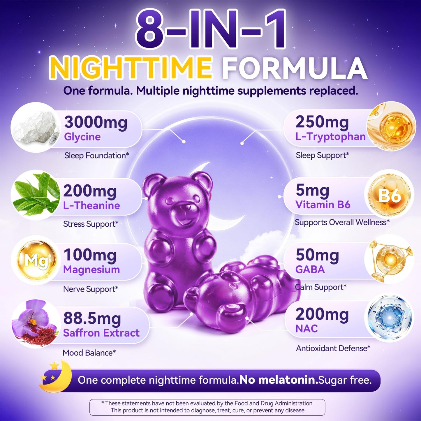 exdoo Glycine 3g Gummies for Sleep 60 Count