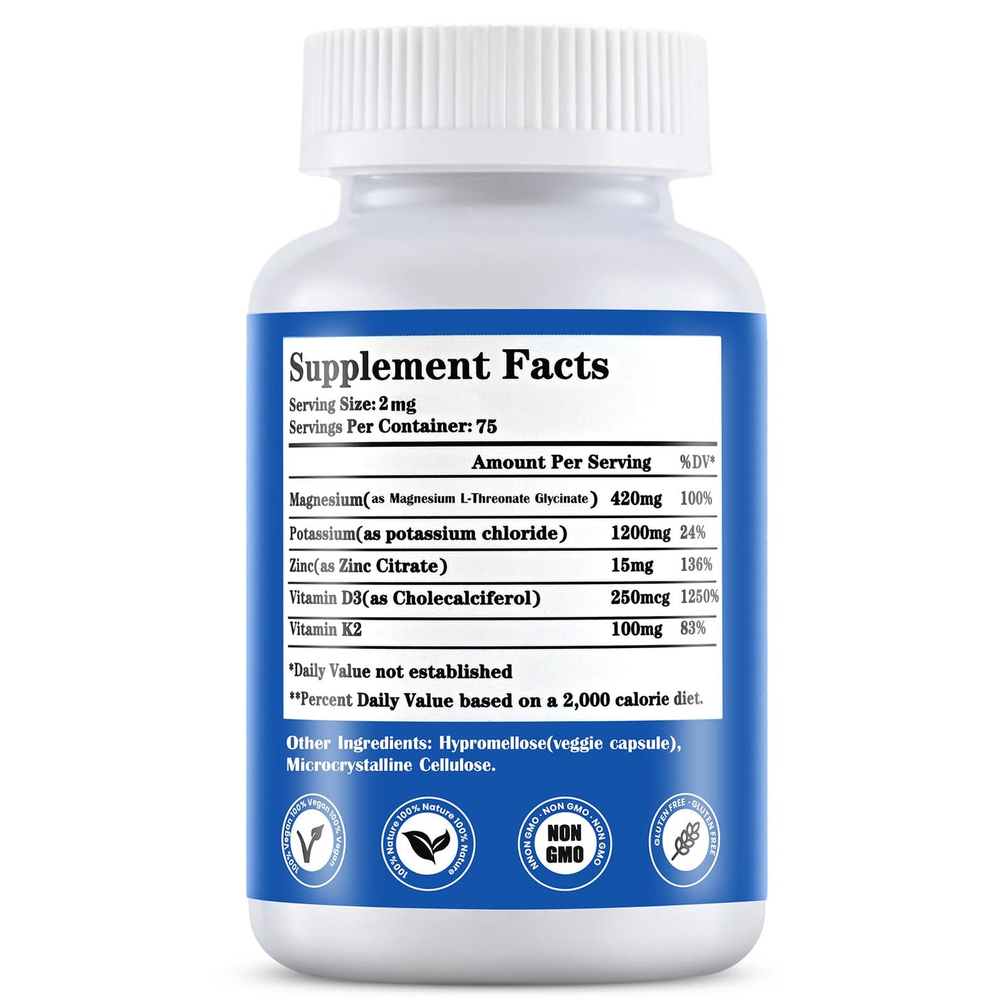 Cvrpaor Potassium Magnesium Supplement with Vitamin D3 K2 Capsule 150 Counts