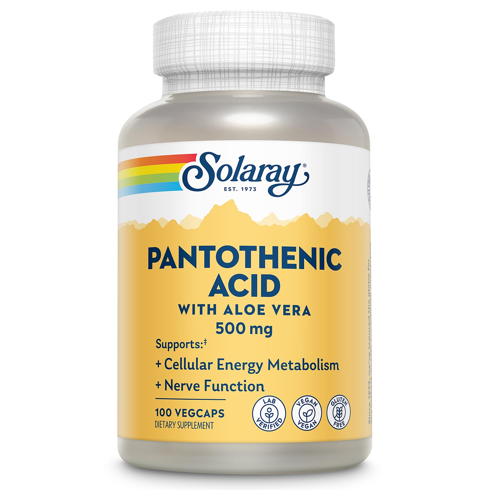 SOLARAY Pantothenic Acid 500mg Capsule, 100 Count