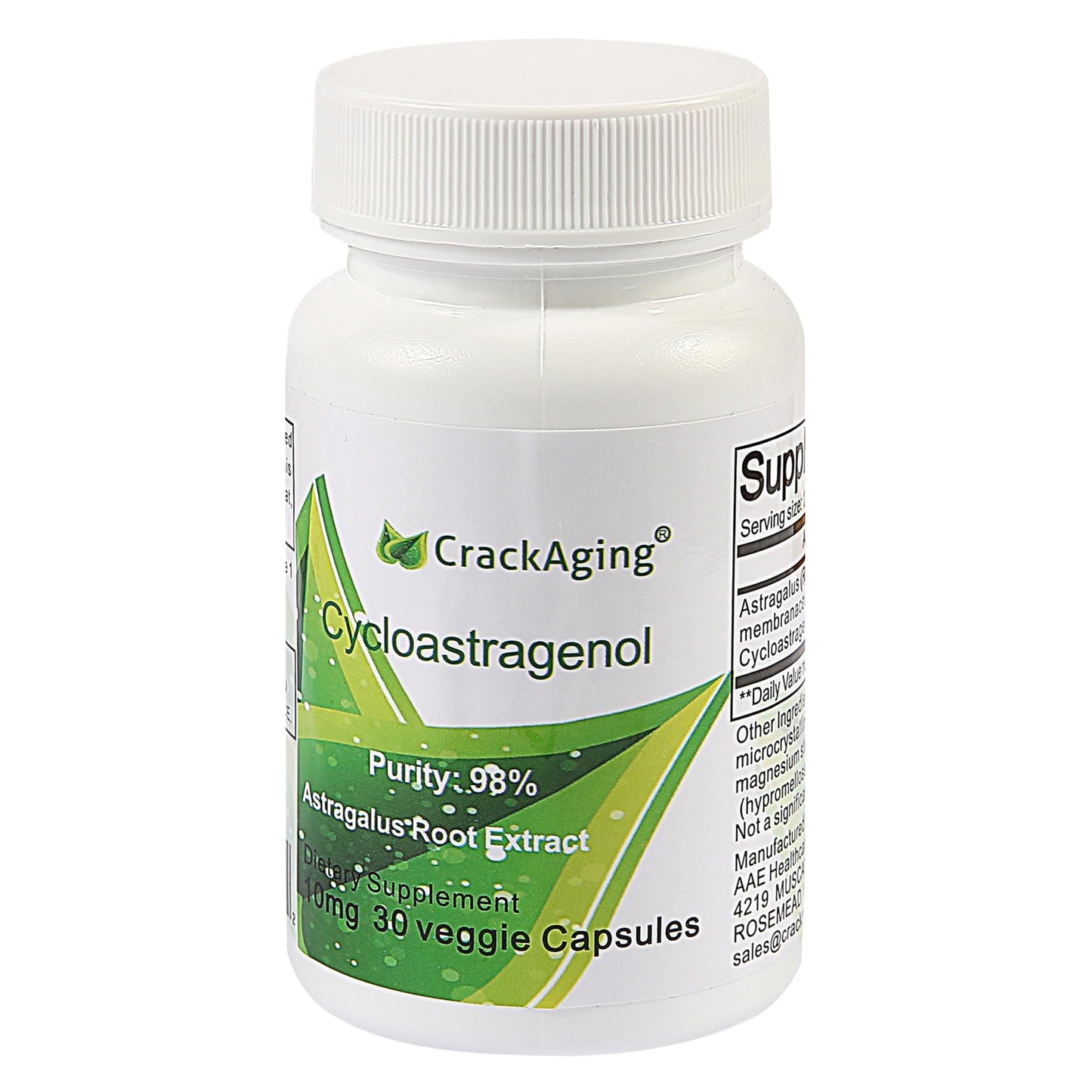 Crackaging Super-Absorption Cycloastragenol 98% 10mg Capsule, 30 Capsules