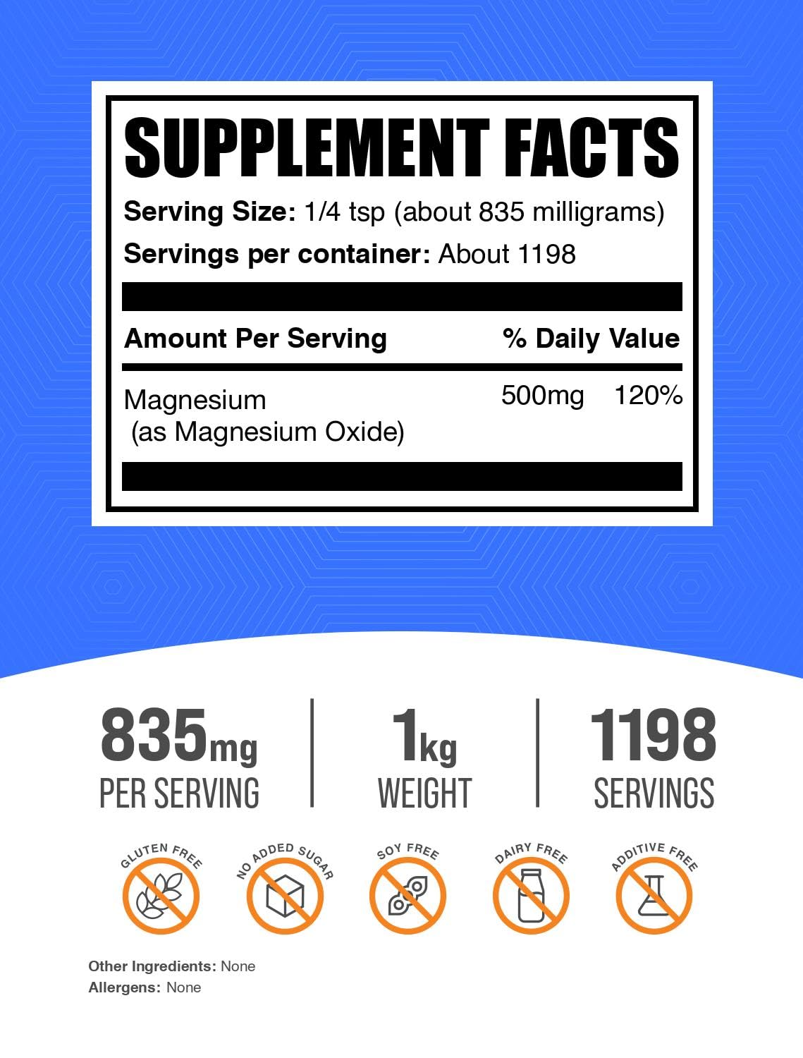 BulkSupplements Magnesium Oxide Powder, 35.27 oz