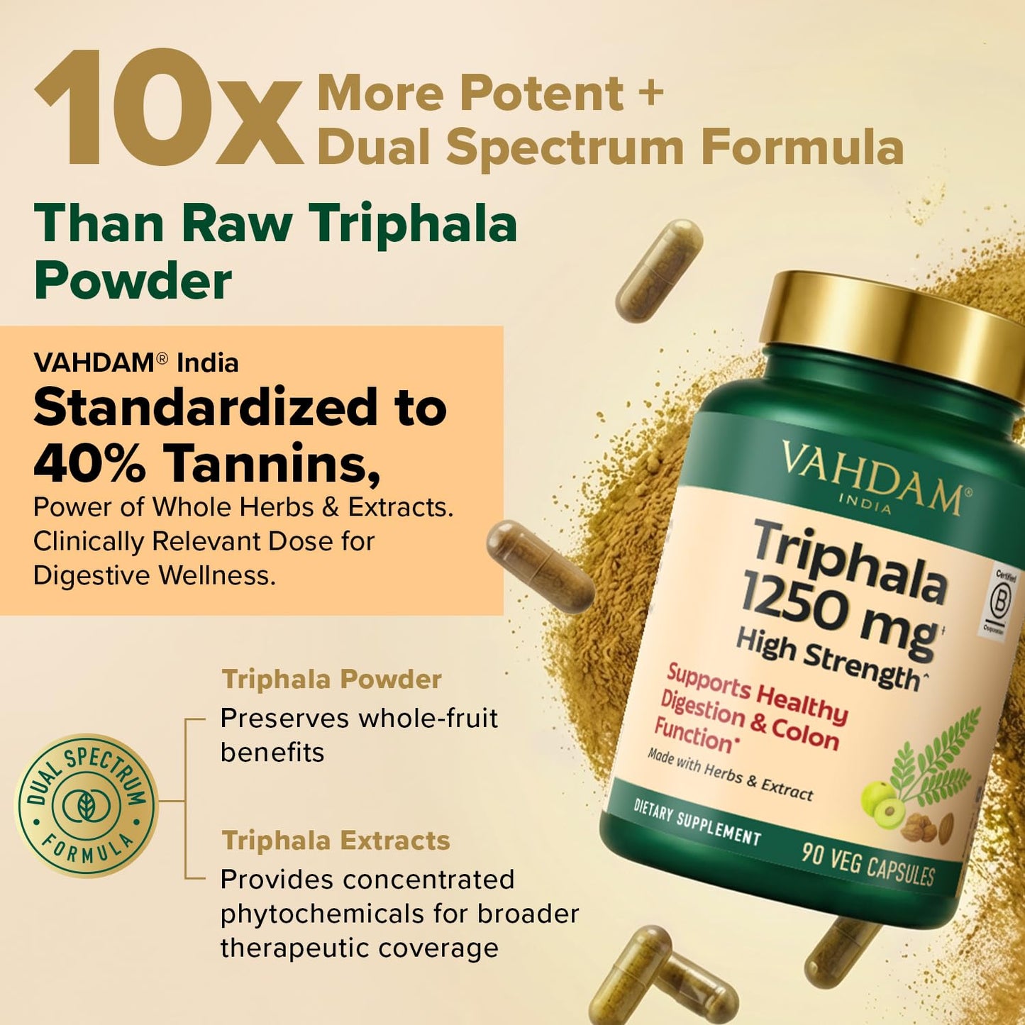 VAHDAM Triphala Capsules 1250 mg, 90 Count