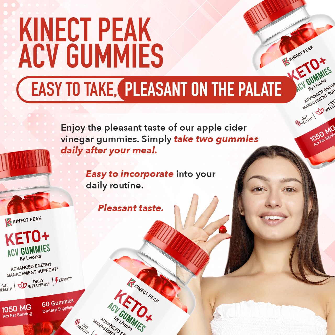 LIVORKA Kinect Peak Keto ACV Gummies, 120 Gummies