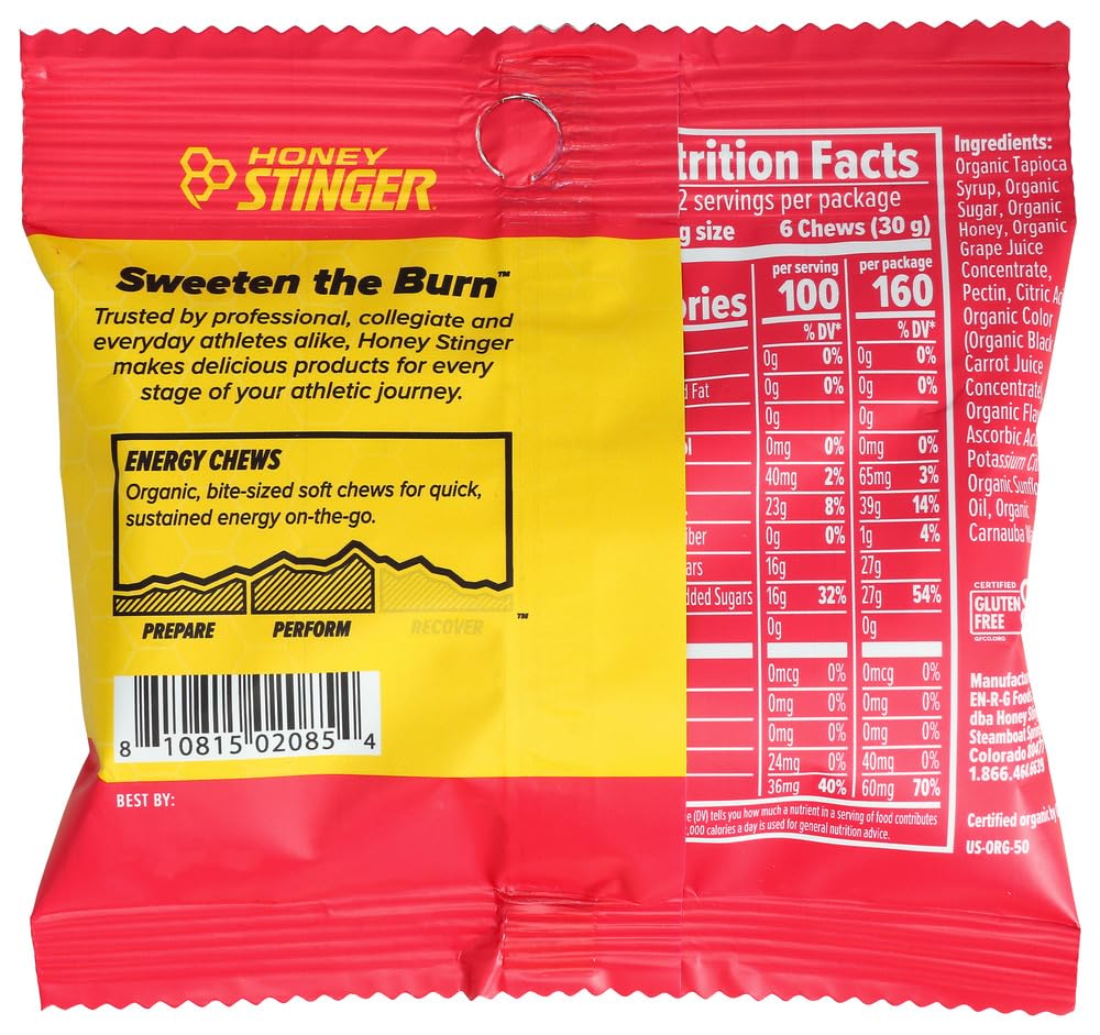 Honey Stinger Organic Energy Chews Cherry Blossom 1.8 oz, 12-count