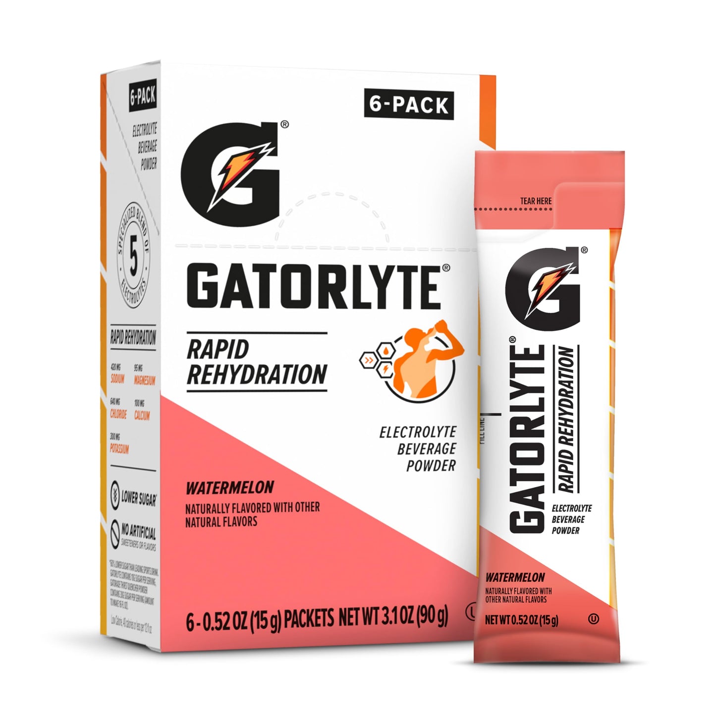 Gatorlyte Watermelon Powder, 3.18 oz total (Pack of 6)