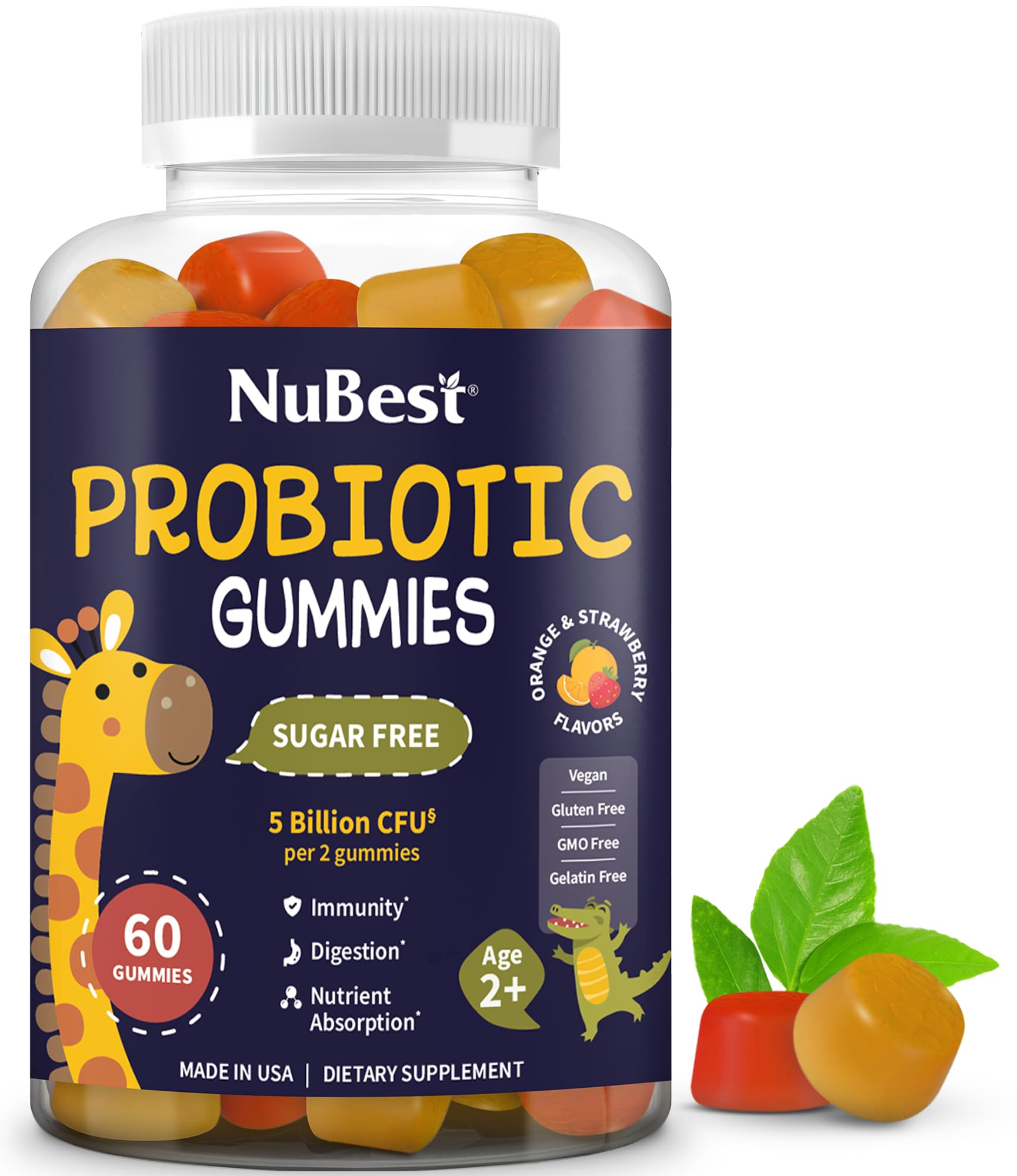 NuBest Daily Probiotic Gummies for Kids & Teens with 5 Billion CFUs, 60 Gummies