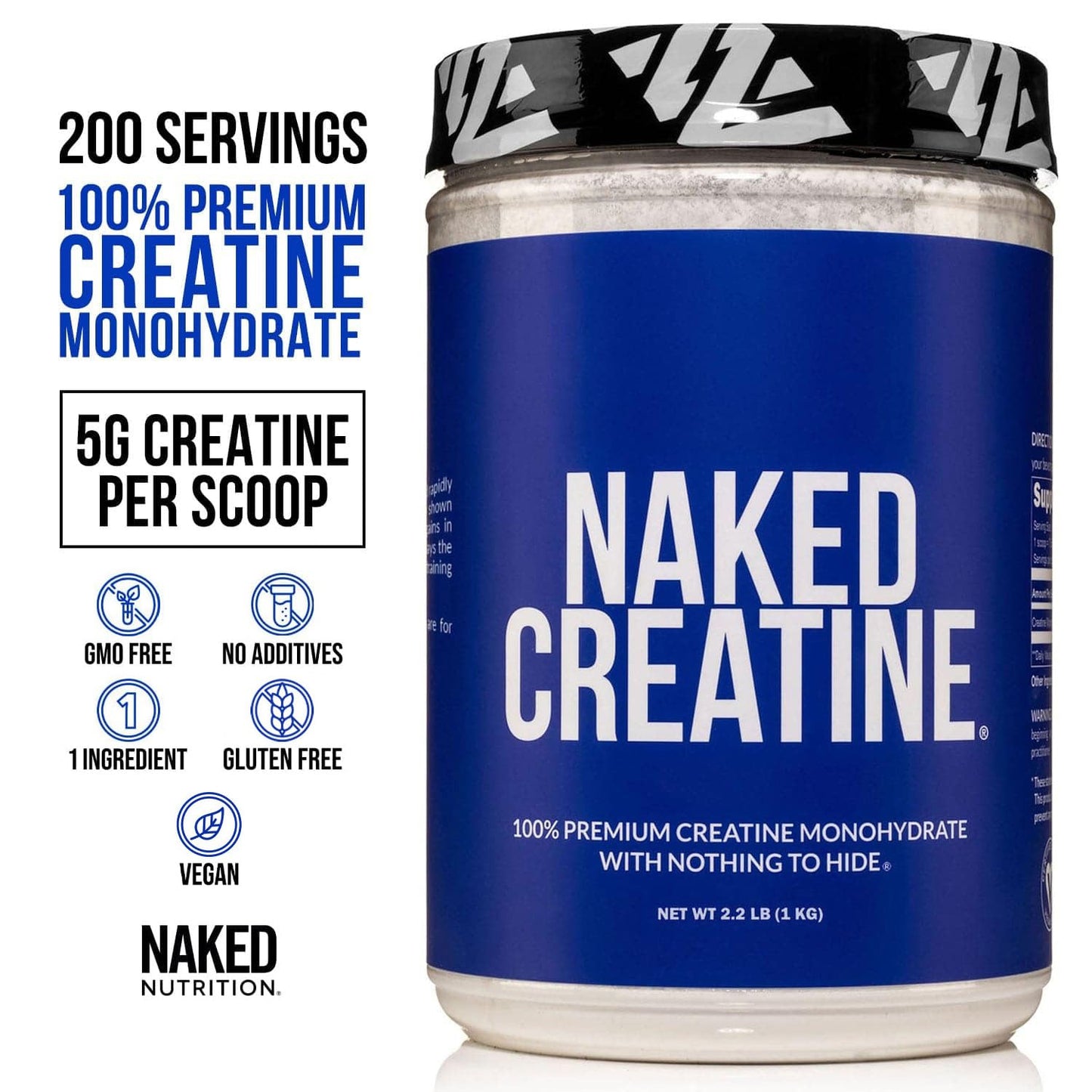 NAKED Pure Micronized Creatine Monohydrate Powder, 200 Servings
