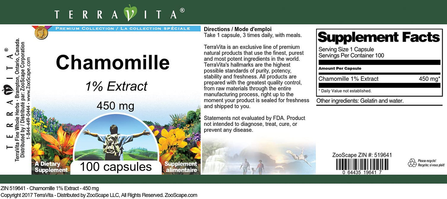 Terravita Chamomille 1% - 450 mg Capsule, 300 Capsules