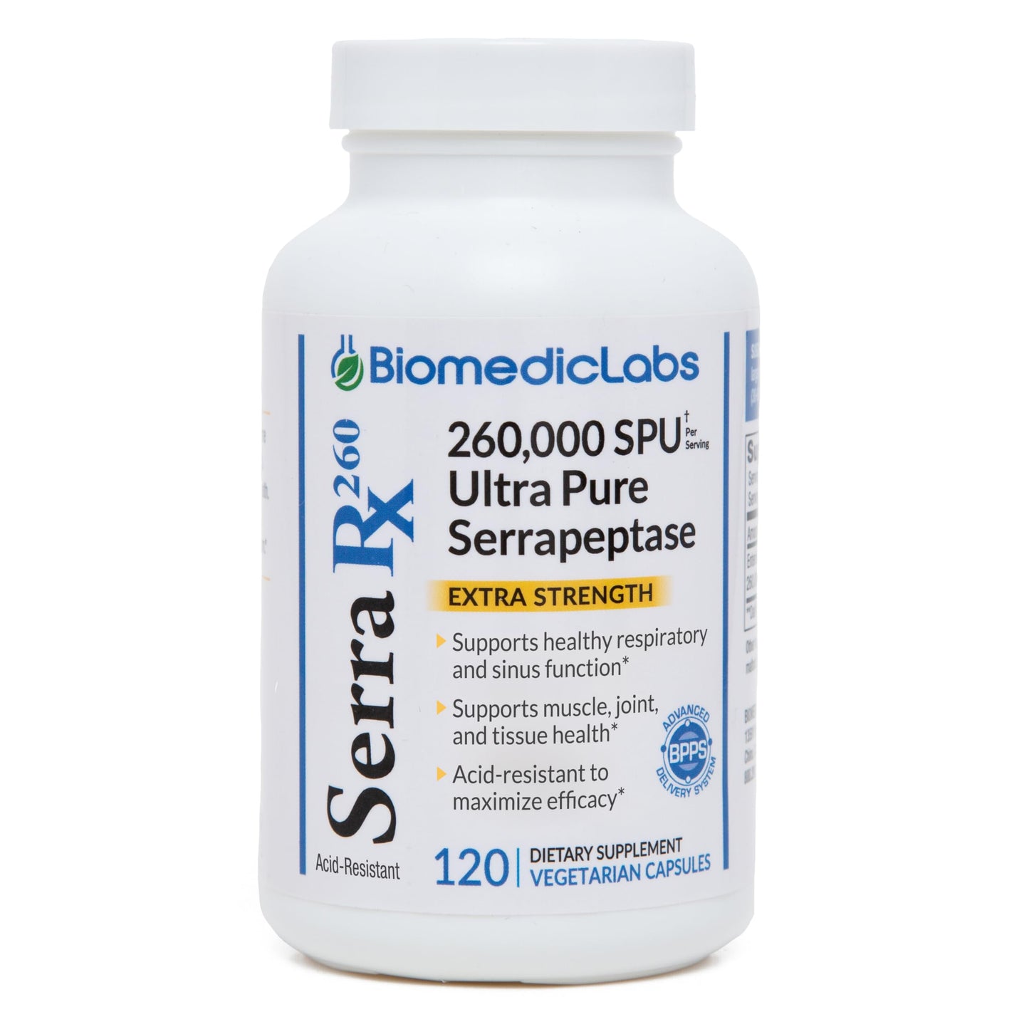 Biomedic Labs RX Serra-RX 260,000 SU Serrapeptase Capsules, 120 Veg Capsules