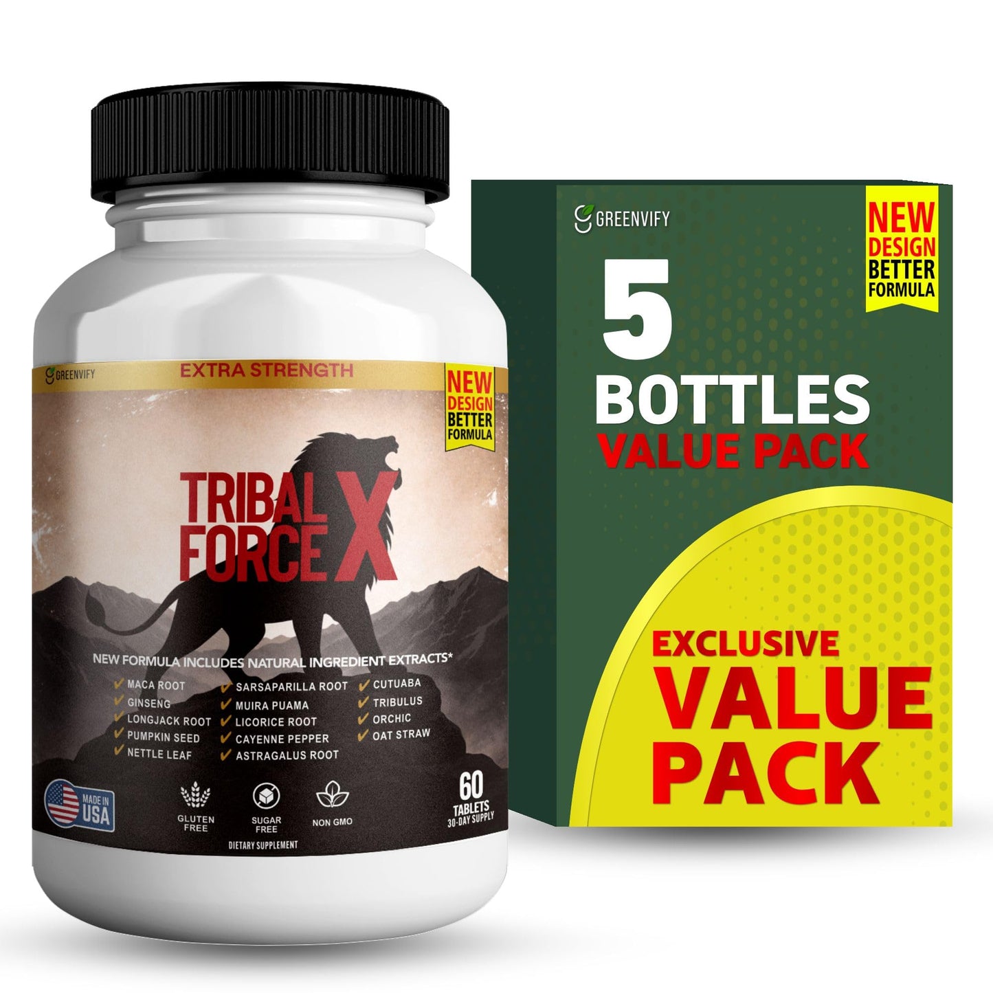 GREENVIFY Tribal Force X Extra Strength Natural Supplement 300 Capsules