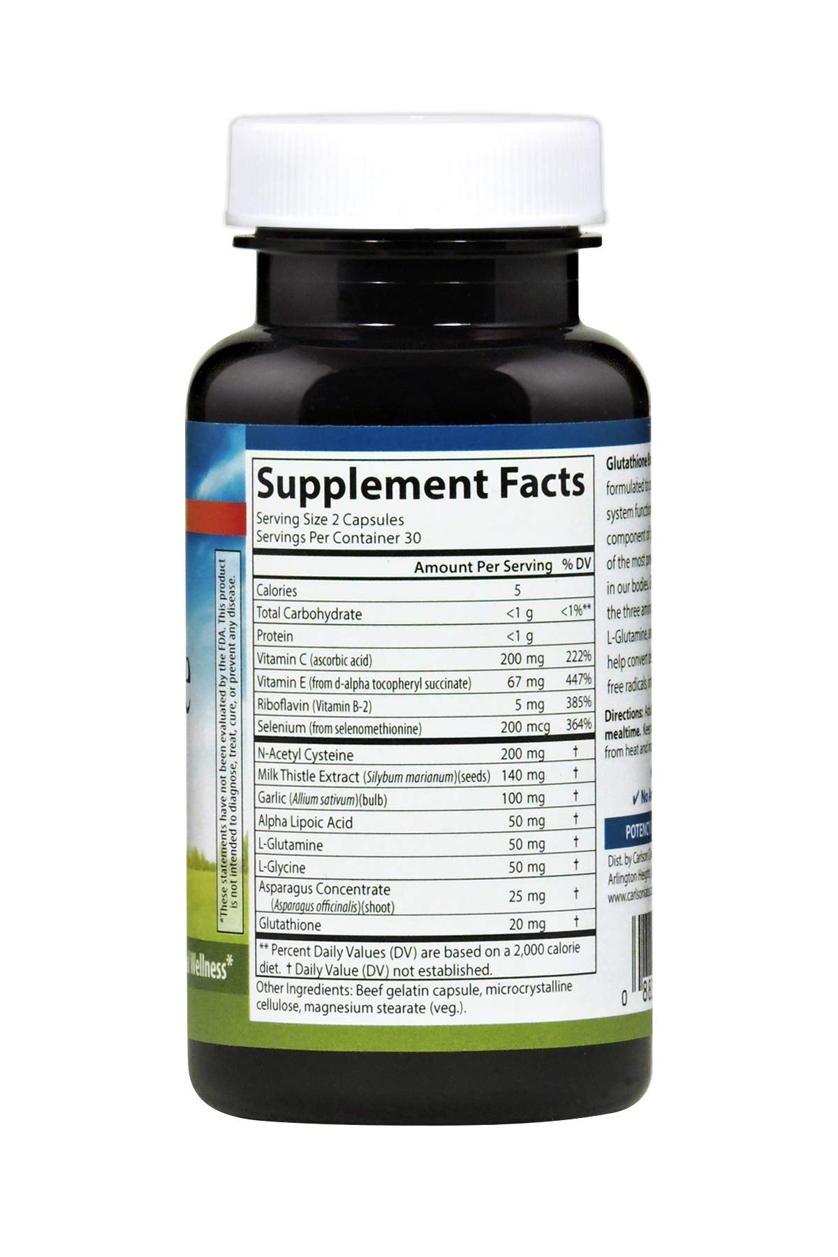Carlson Glutathione Booster, Alpha Lipoic Acid, 60 Capsules