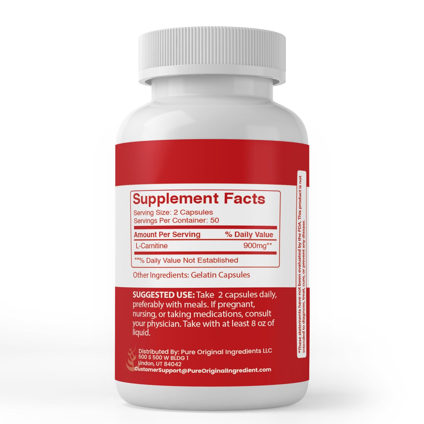 PURE ORIGINAL INGREDIENTS L-Carnitine Capsule, 100 Capsules