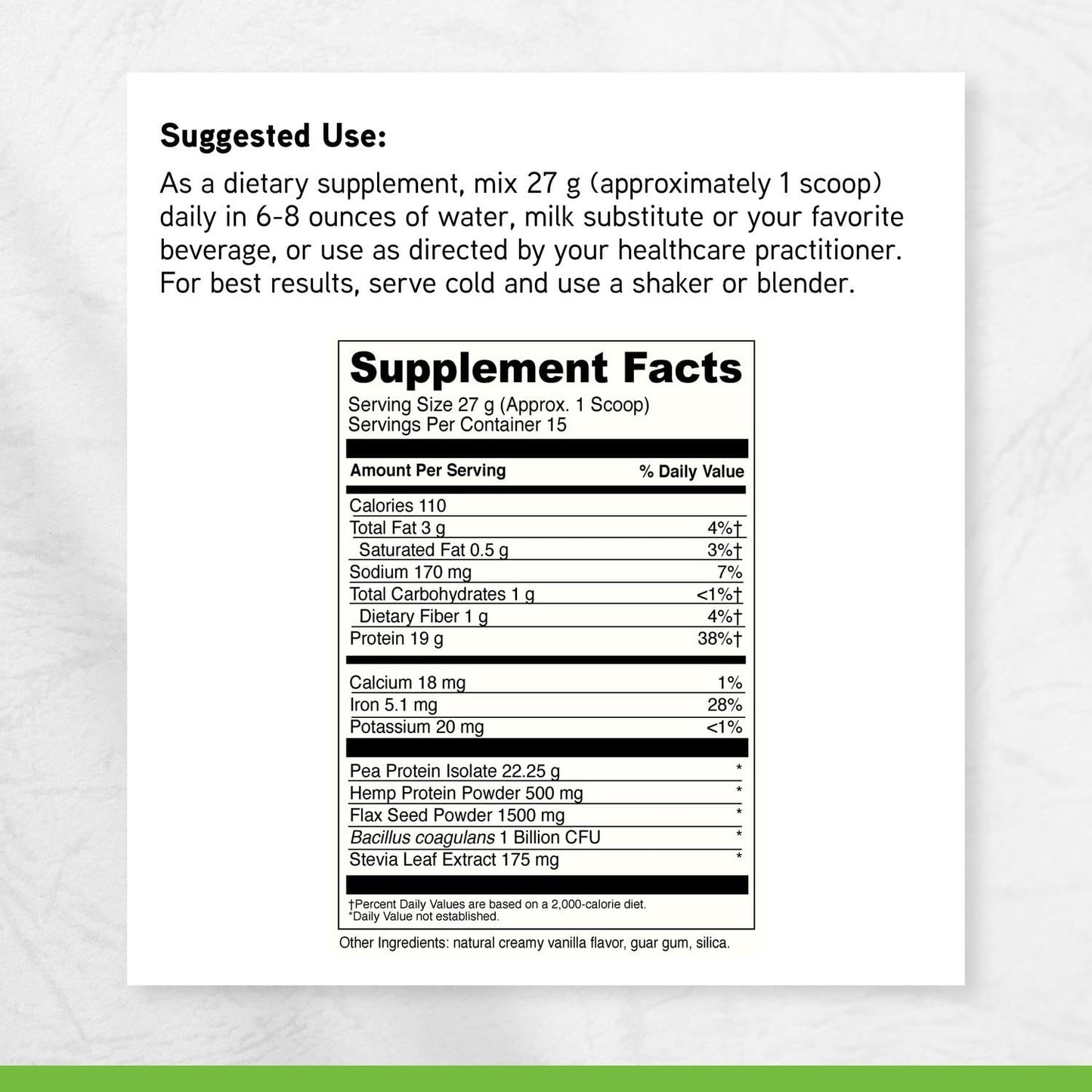 DAVINCI Vegan Protein Powder Creamy Vanilla, 14.29 Ounce