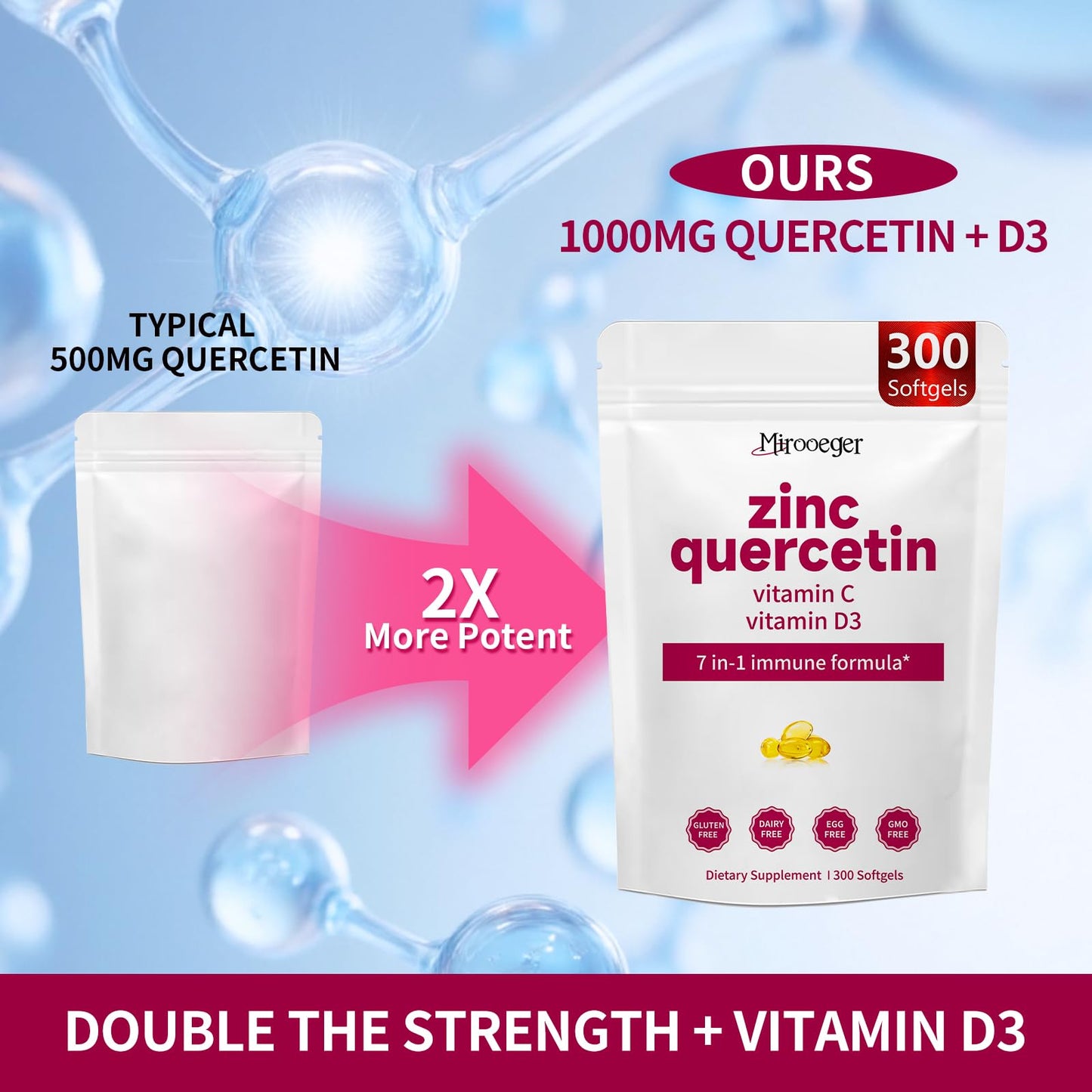 Mirooeger Quercetin 750mg Per Serving Softgels 300