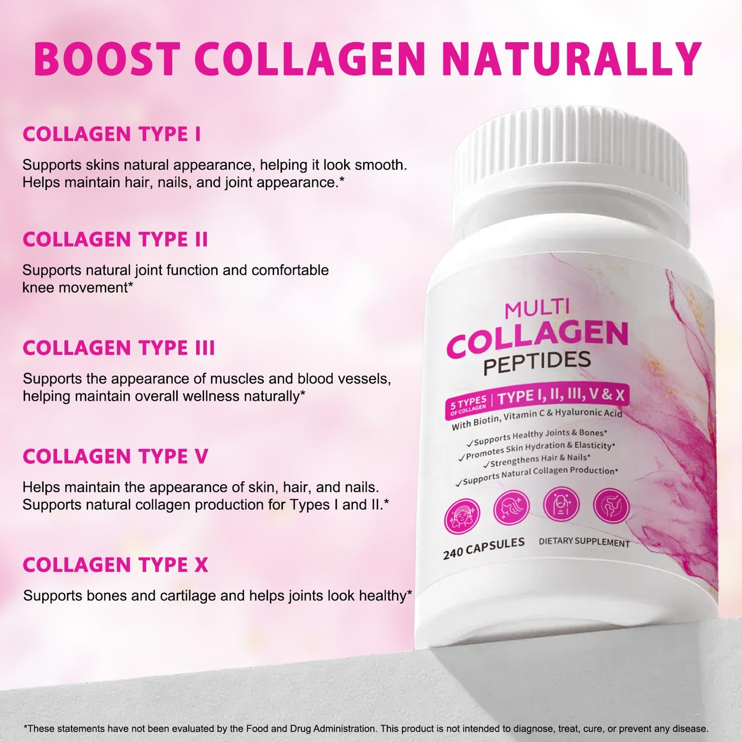 KITNOBLIS Collagen Capsules 240 Count
