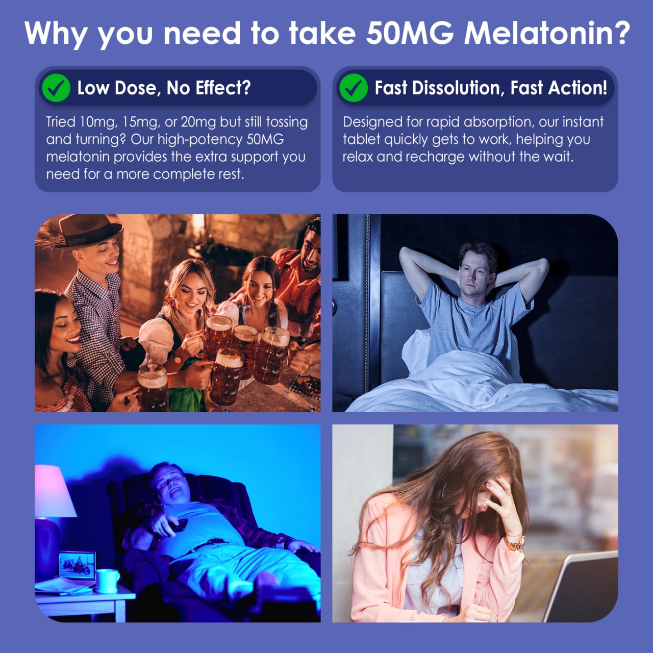 NEVISS Melatonin 50 mg Fast Dissolve Tablets + Ultra High Dose Melatonin 100 mg, 195 Tablets