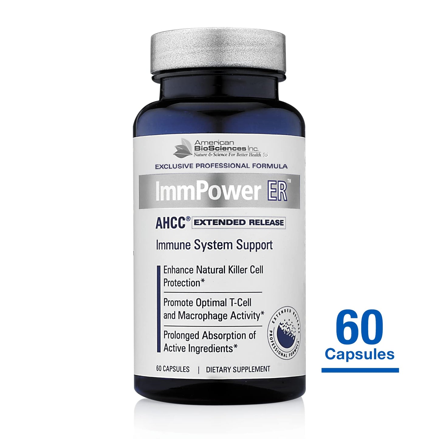 American BioSciences Imm Power ER AHCC (Extended Release) Immune Support Mushroom Supplement 60 Capsules