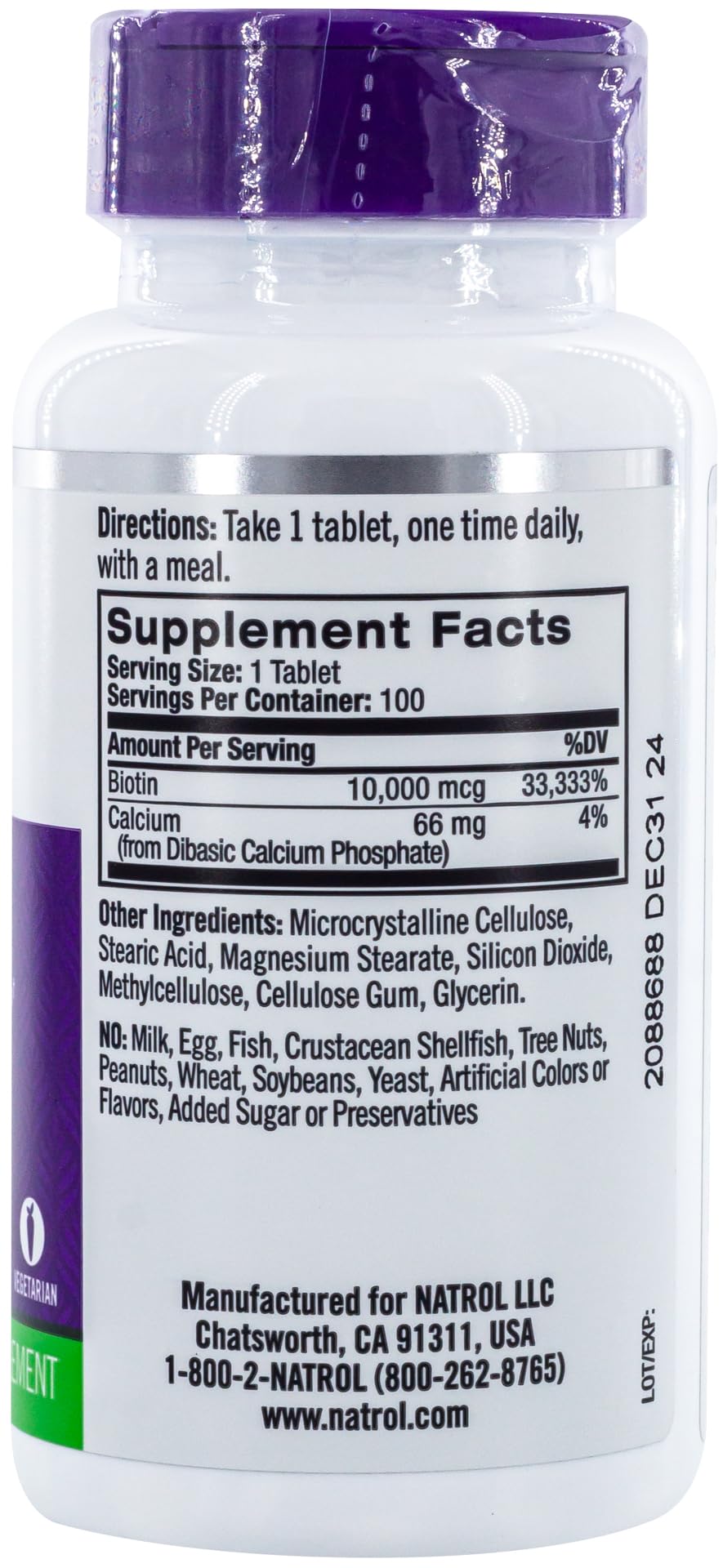 Natrol Biotin Maximum Strength 10000 mcg Tablet, 200 Count
