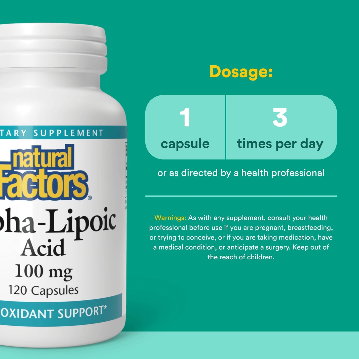 Natural Factors Alpha-Lipoic Acid 100 mg Capsules, 120 Capsules