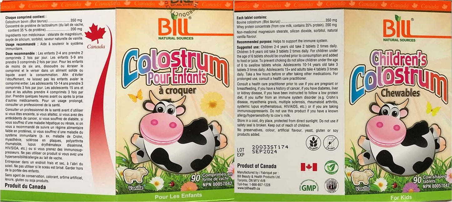Bill Natural Sources Bill Beauty Children's Colostrum Chewables 90