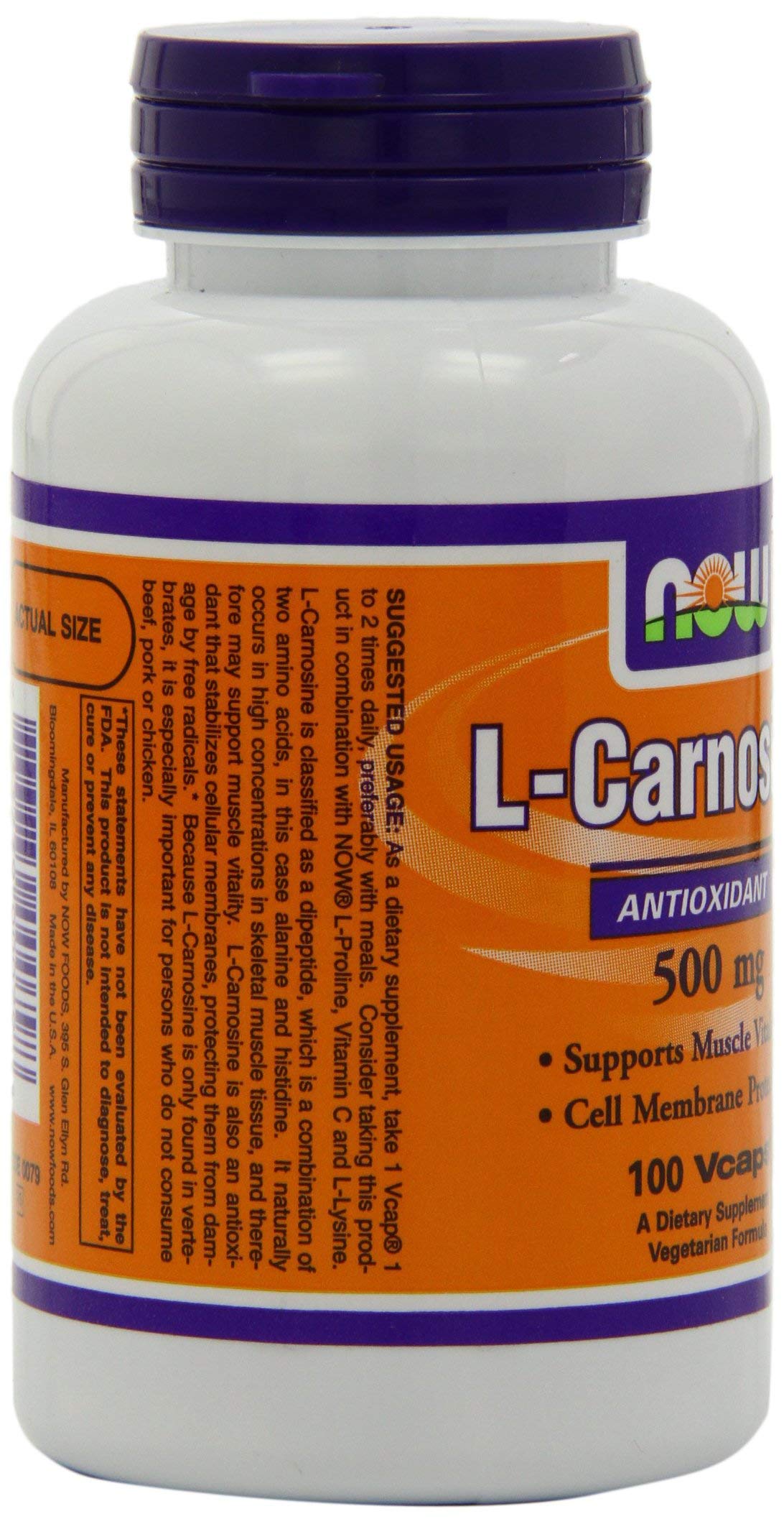 NOW Foods L-Carnosine 500 mg Capsules, 100 Count