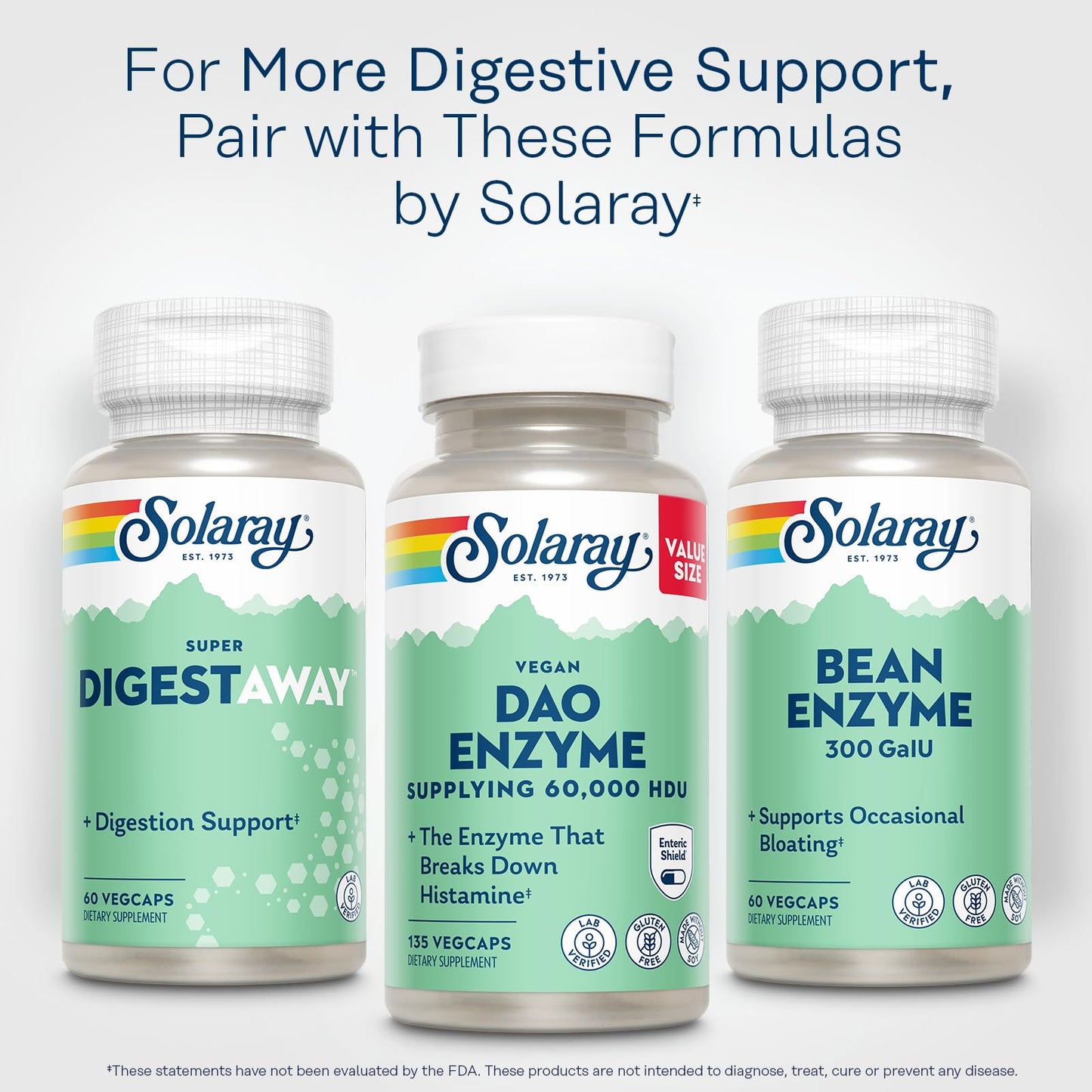 Solaray DAO Enzyme 60,000 HDU Digestive Enzyme Capsule, 135 VegCaps