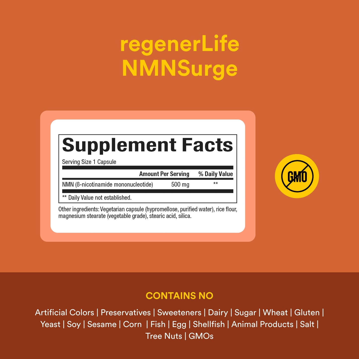 Natural Factors Regenerlife NMN NAD+ Boost 500mg Capsules 30 Count