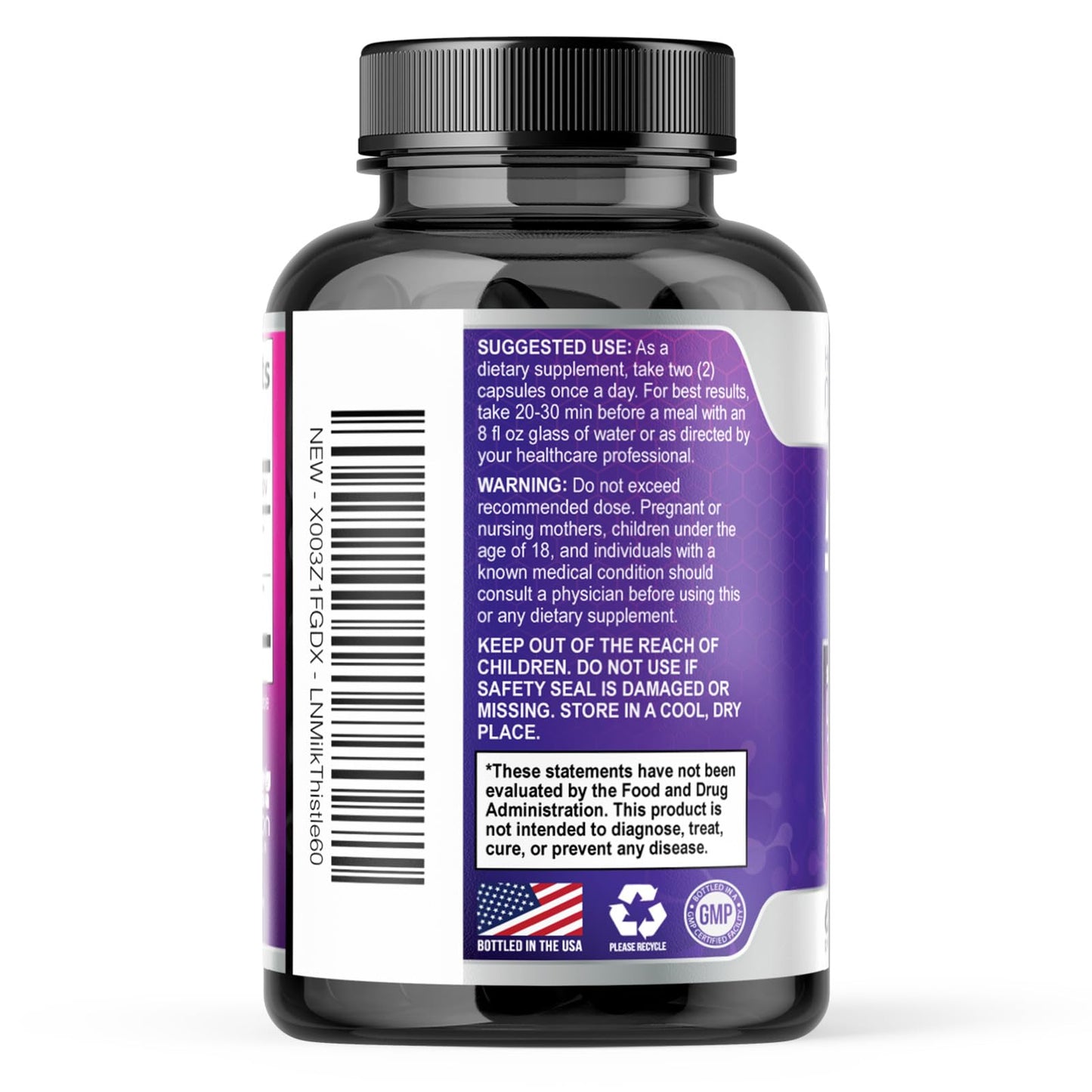 Health Nutrition Naturals Milk Thistle Supplement Capsules, 60 Count