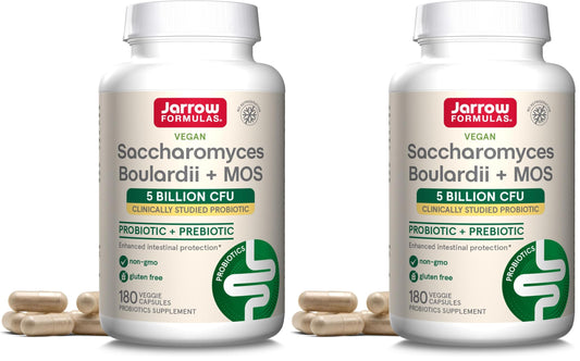 Jarrow Formulas Saccharomyces Boulardii + MOS Probiotics for Digestive Health & Intestinal Tract Support - 5 Billion CFU Per Serving - Probiotic + Prebiotic Capsule, 360 Count