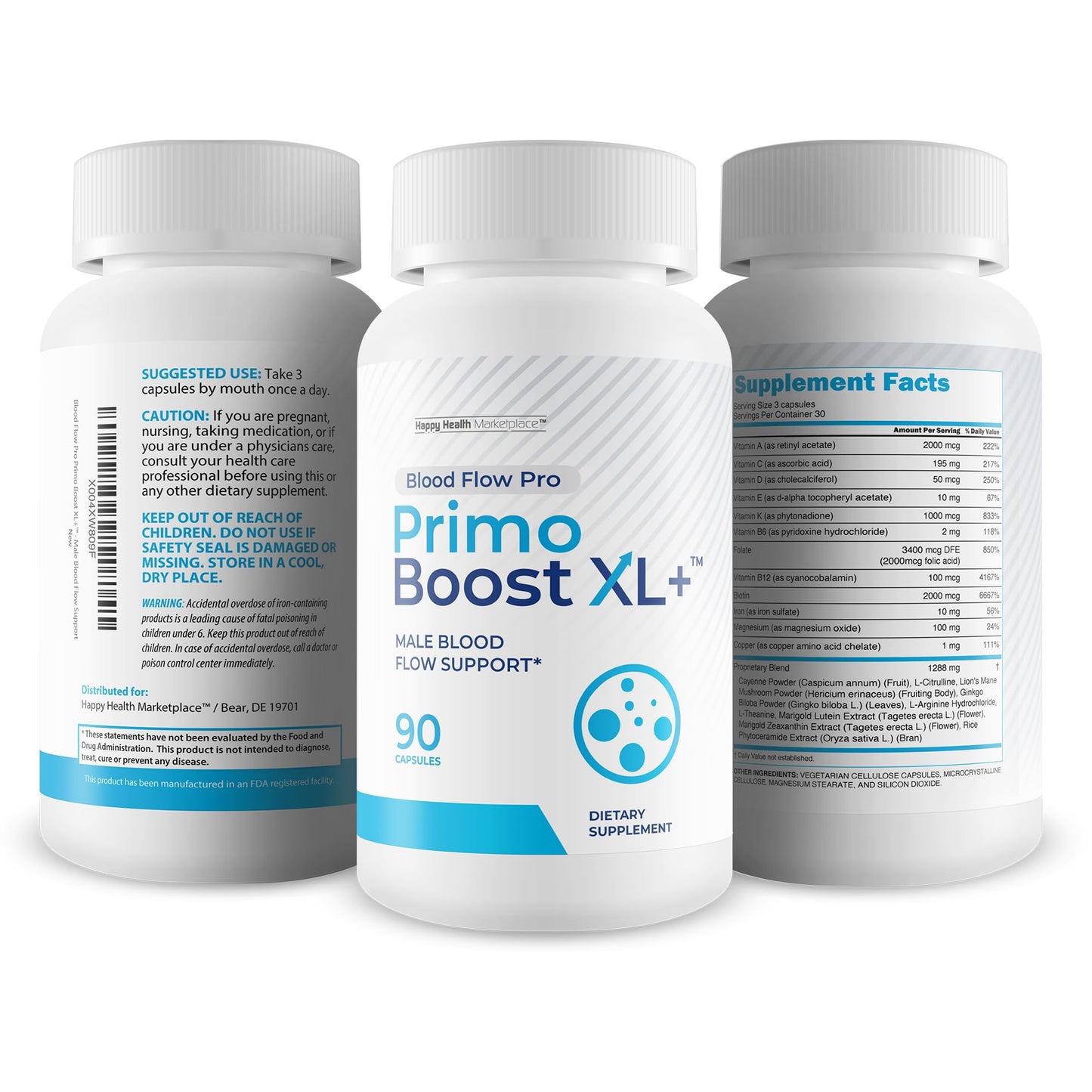 Happy Health Marketplace Blood Flow Primo Boost XL Plus Capsules 90 Count
