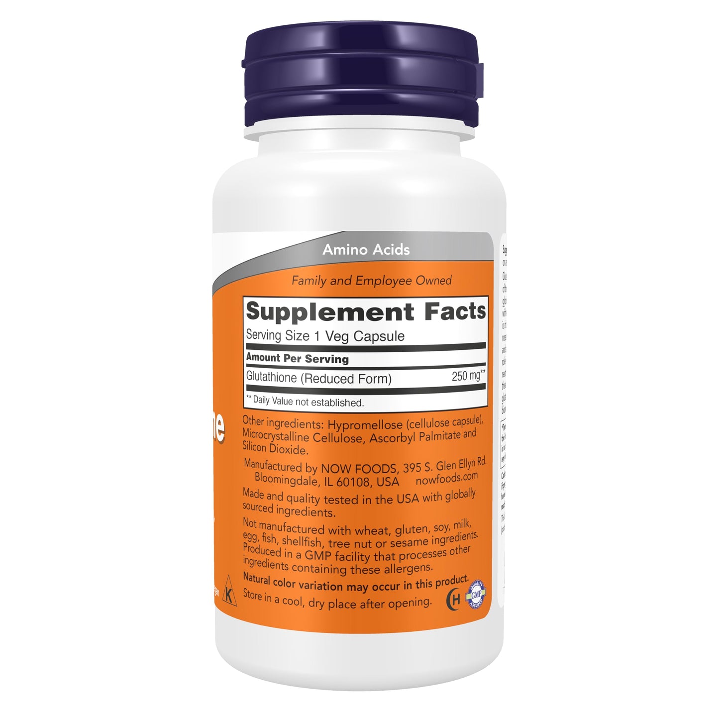 NOW Foods Glutathione 250 mg Detoxification Support, Capsule, 120
