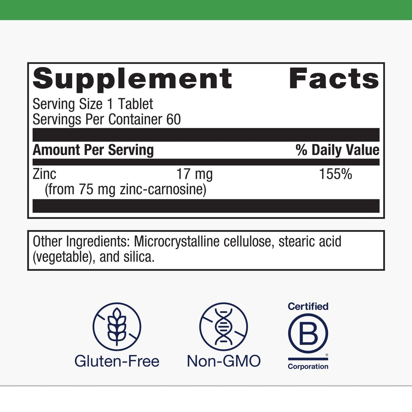 Metagenics Zinlori 75 High Potency Zinc Carnosine Complex Tablet, 60 Tablets