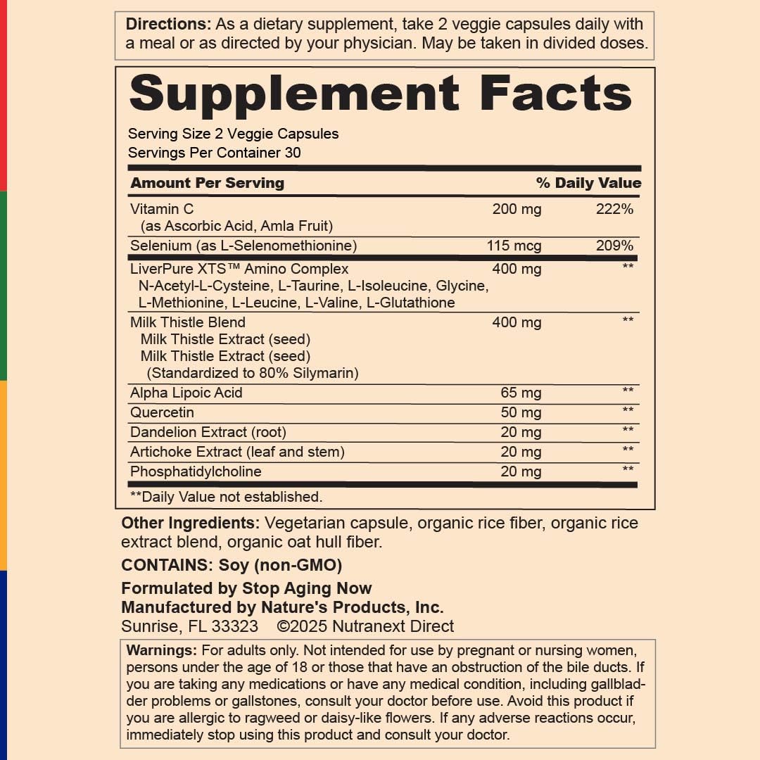 Stop Aging Now LiverPureXTS Liver & Kidney Support 60 Capsules