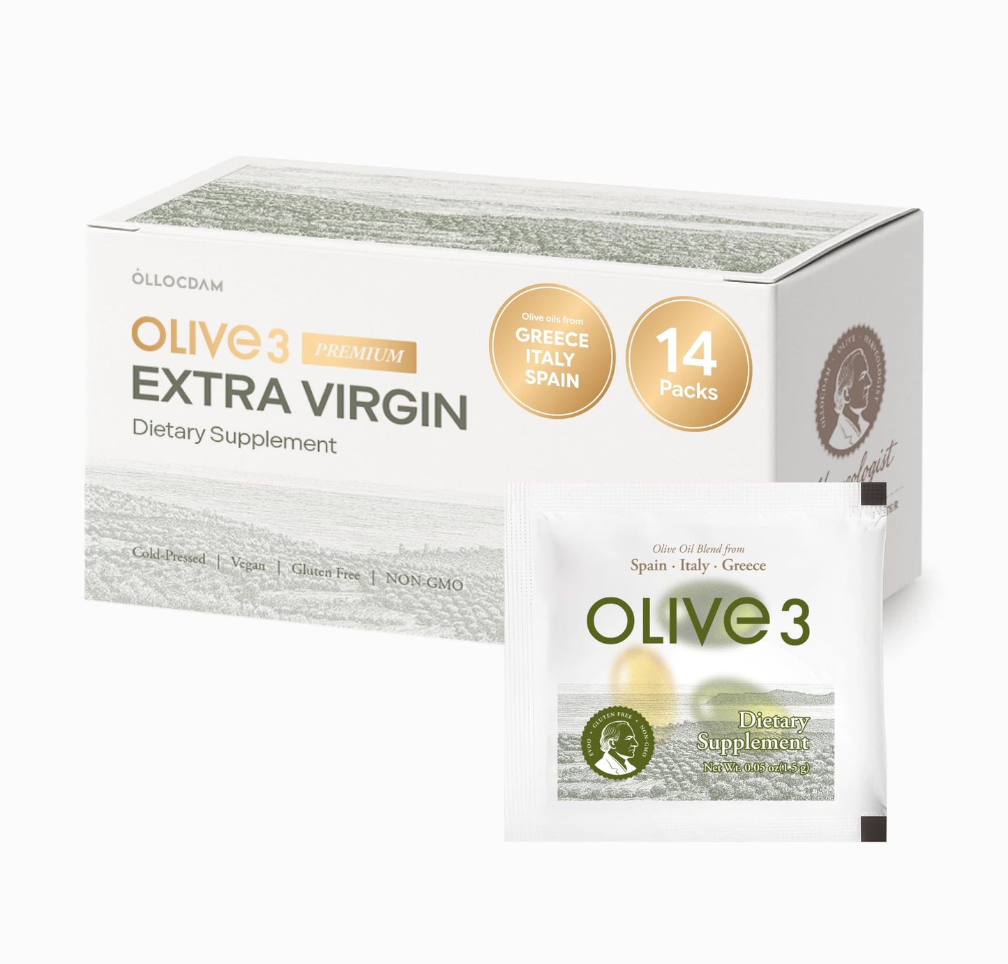 Ollocdam Olive3 Extra Virgin Olive Oil Softgel Capsules 42 Count