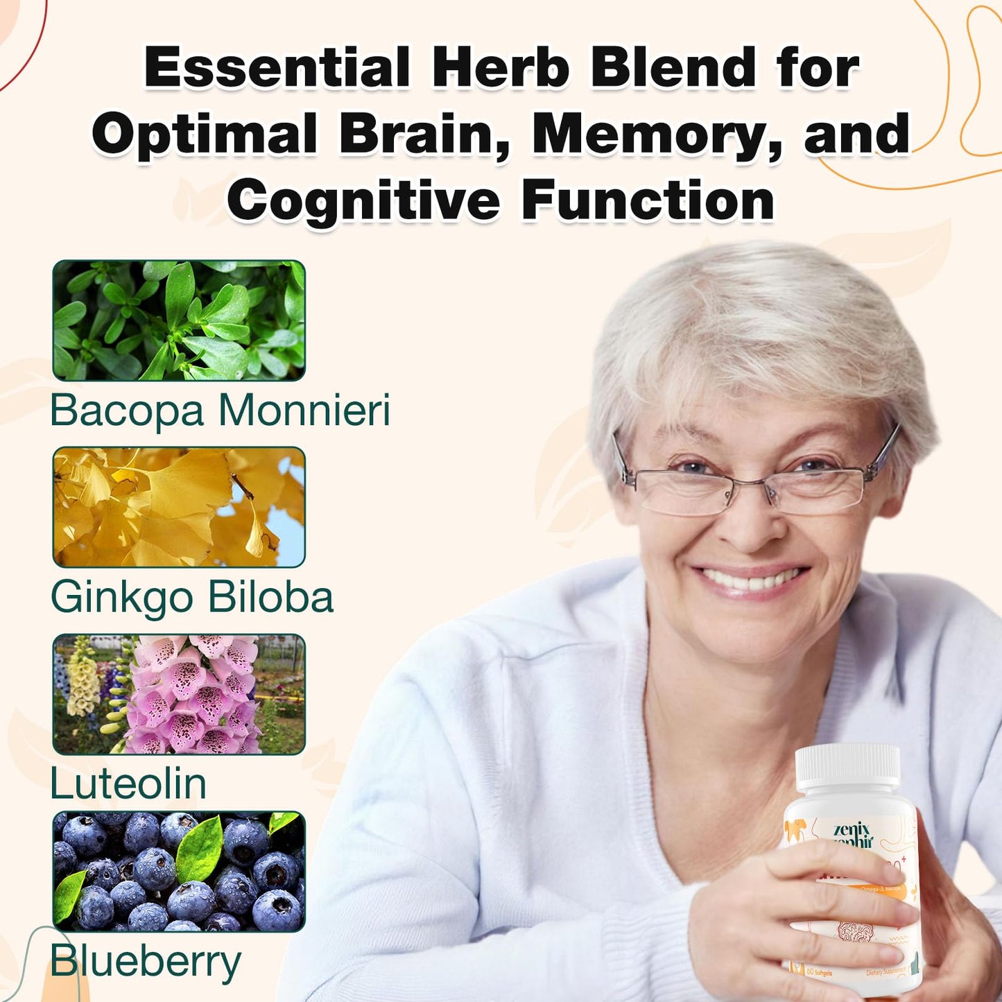 ZenixZephir Memory Focus Supplement with Plasmalogens 60 Softgels