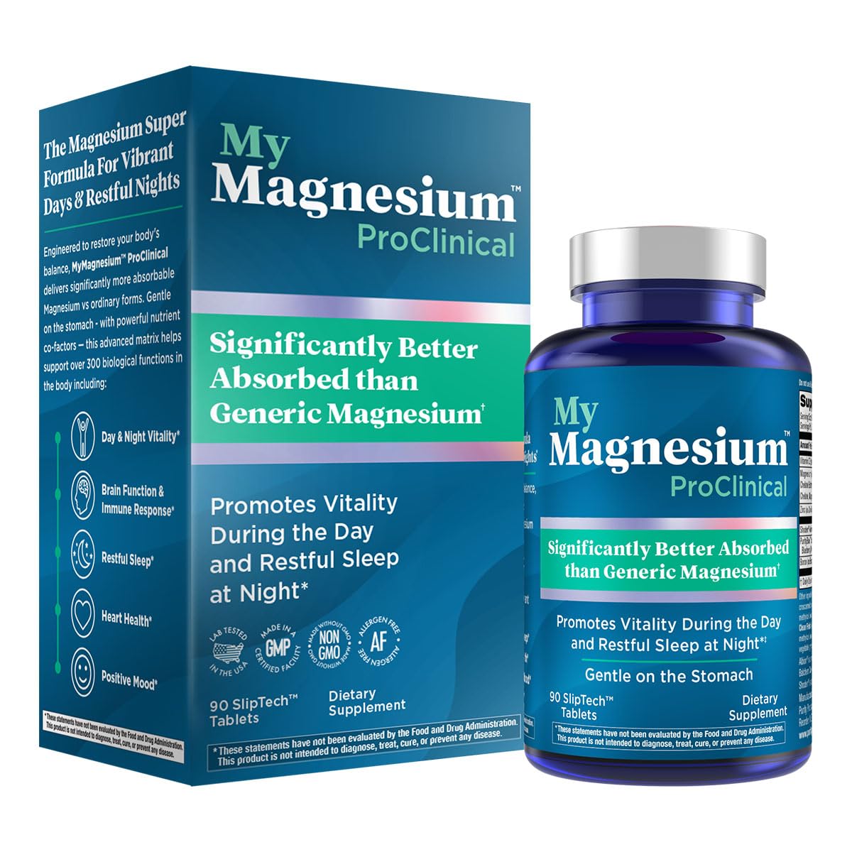 Purity Products MyMagnesium ProClinical - Magnesium Bisglycinate Chelate Buffered + Zinc + Ashwagandha + More - Allergen Free - Made Without GMO, 90 Tablets