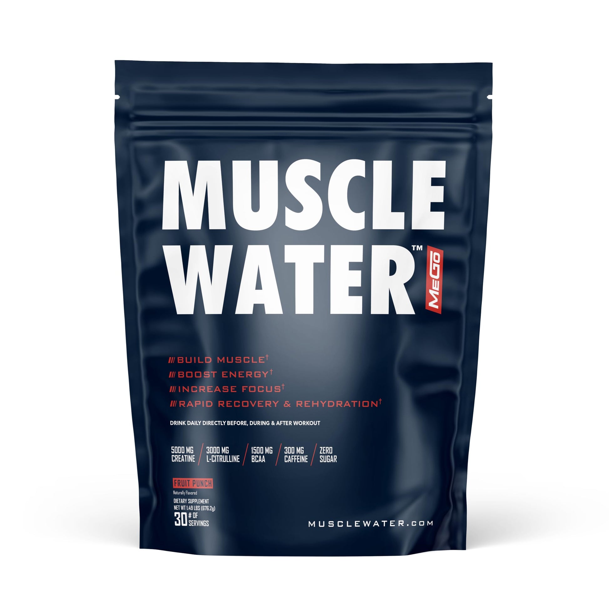 MEGO Muscle Water Pre Workout Powder, 30 Servings