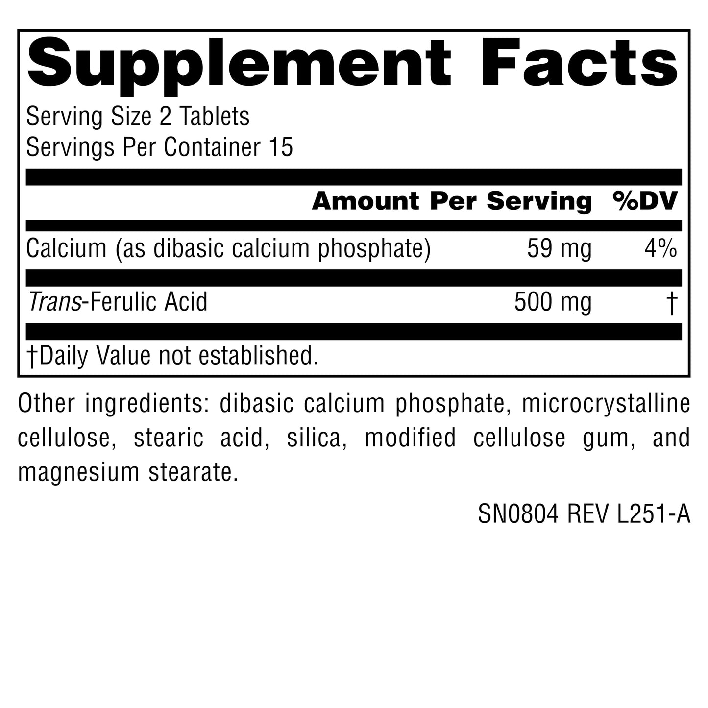 Source Naturals Athletic Series Trans-Ferulic Acid 250mg Tablets, 30 Count