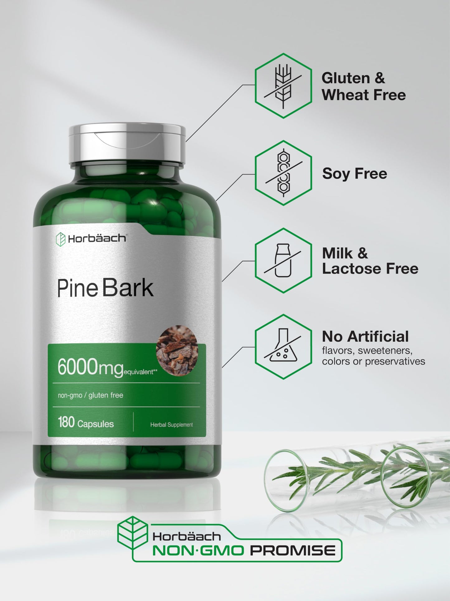 Horbäach Pine Bark Extract Capsules, 180 Capsules