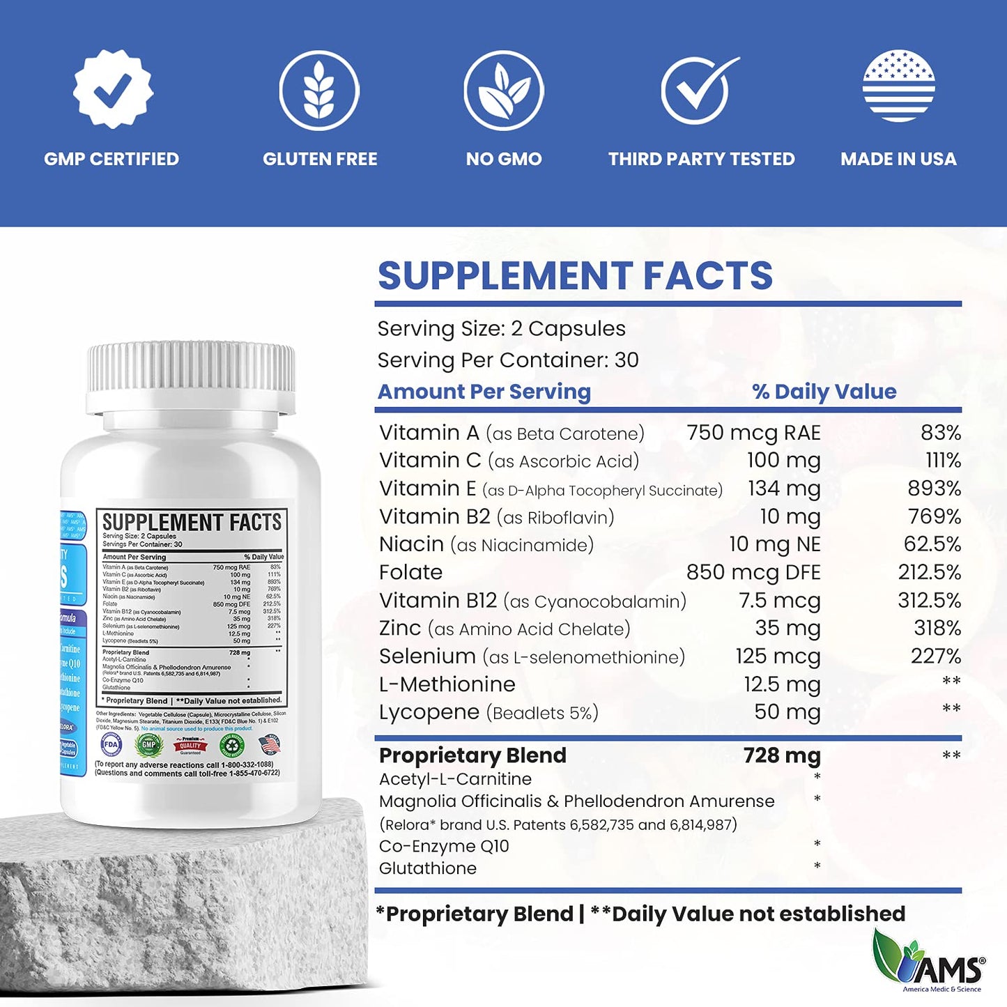 America Medic & Science MFS Plus Fertility Supplements for Men Capsule, 60 Count