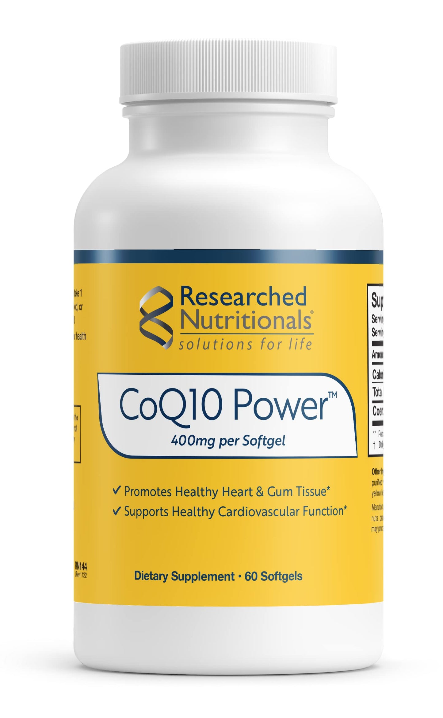 Researched Nutritionals CoQ10 400mg Softgels, 60 Count
