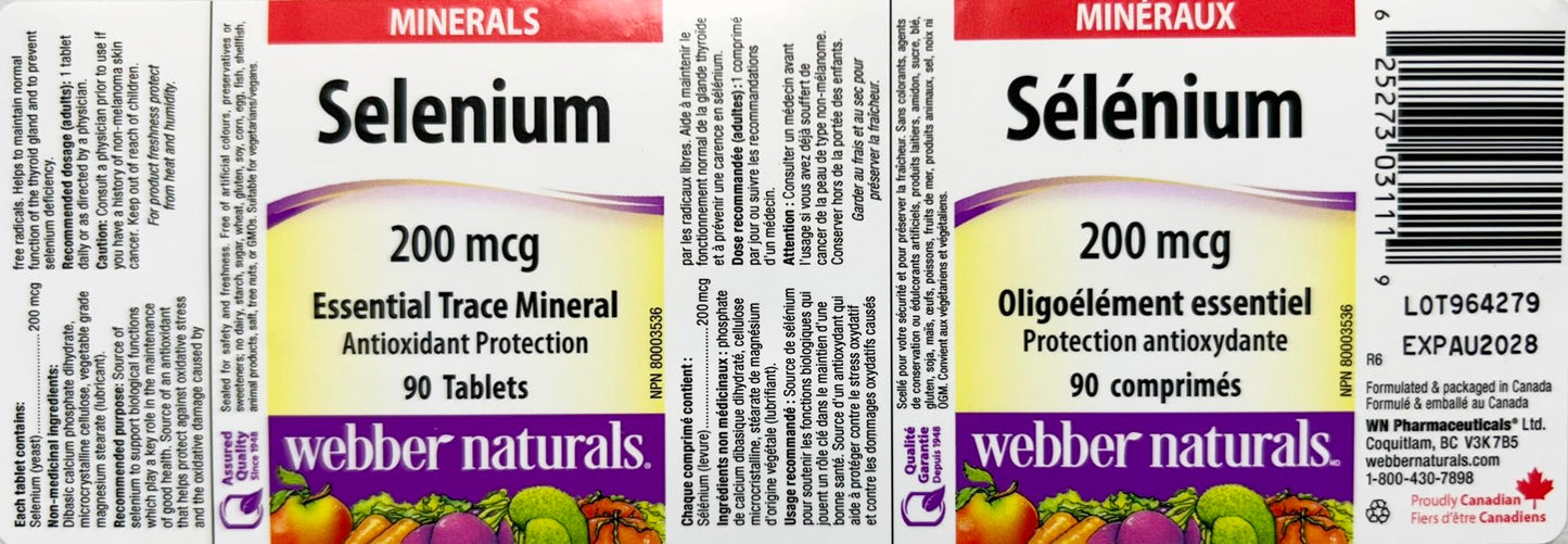 Webber Naturals Selenium 200 mcg Tablets 90