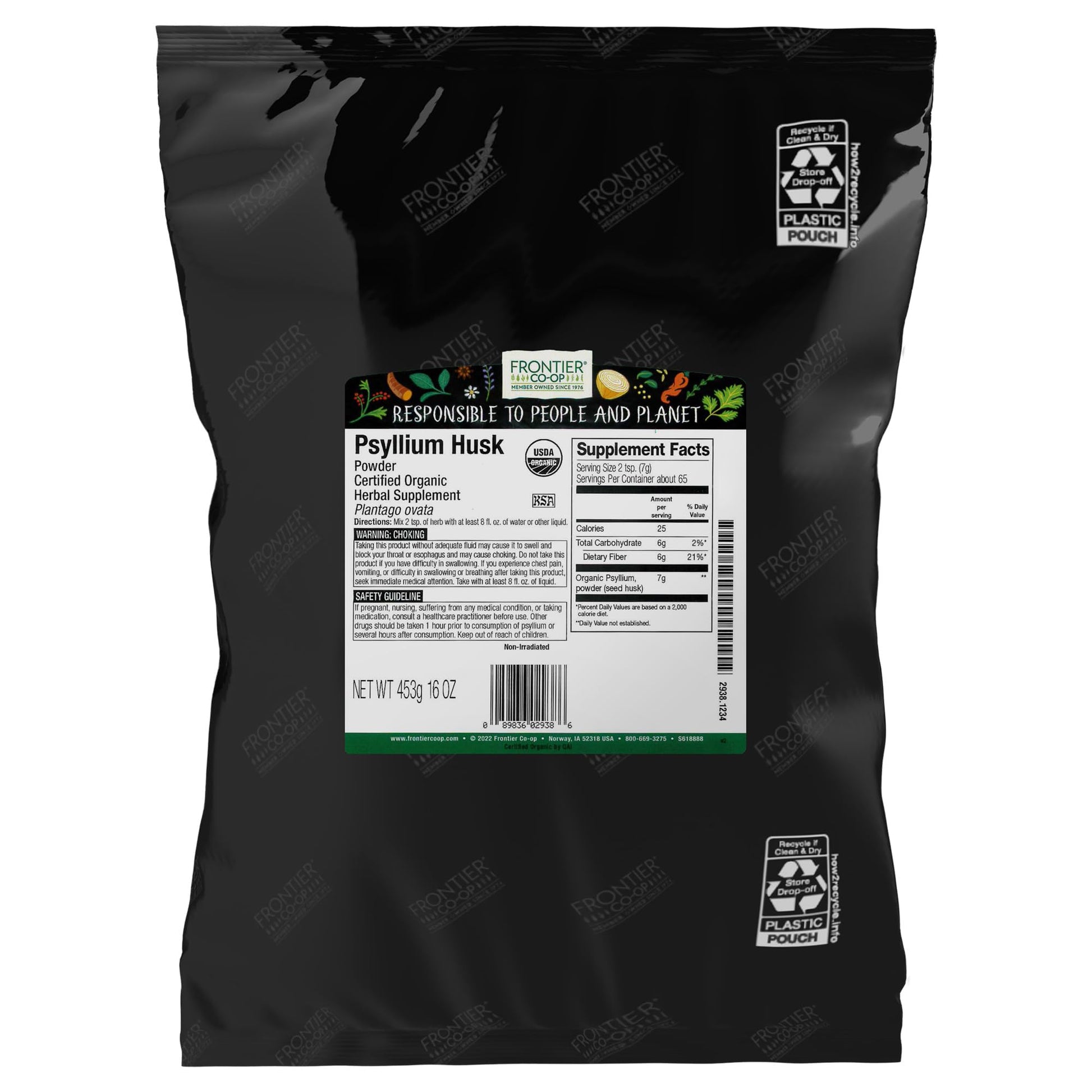 Frontier Co-op Organic Psyllium Husk Powder 16 Ounce