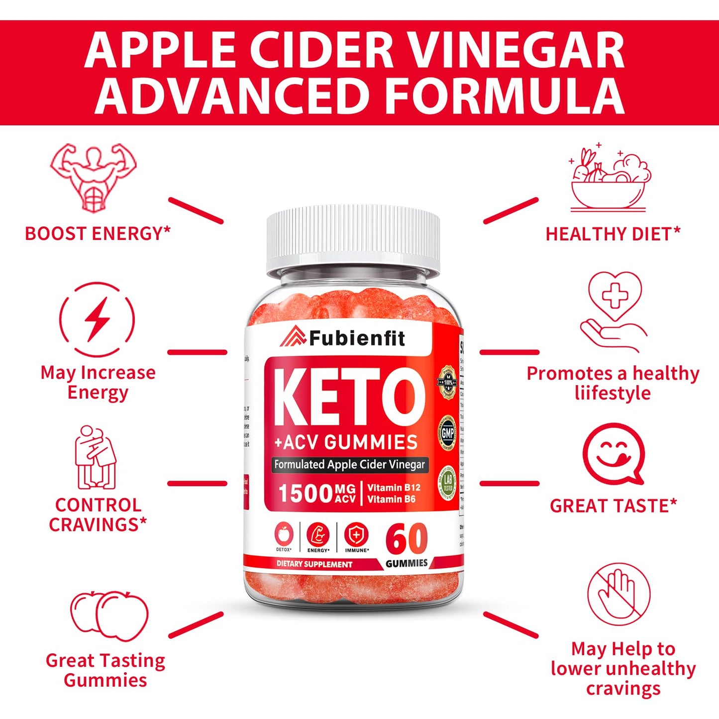 Fubienfit Keto ACV Gummies 1500MG Gummy 120
