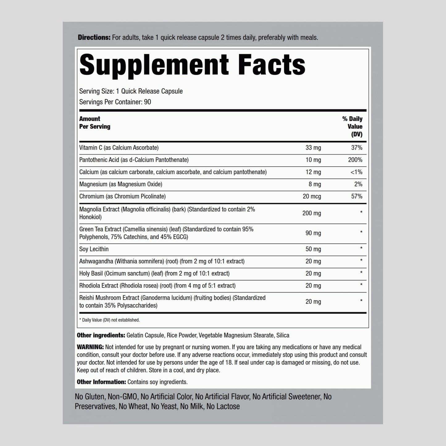 Piping Rock Cortisol Manager Supplement 90 Capsules