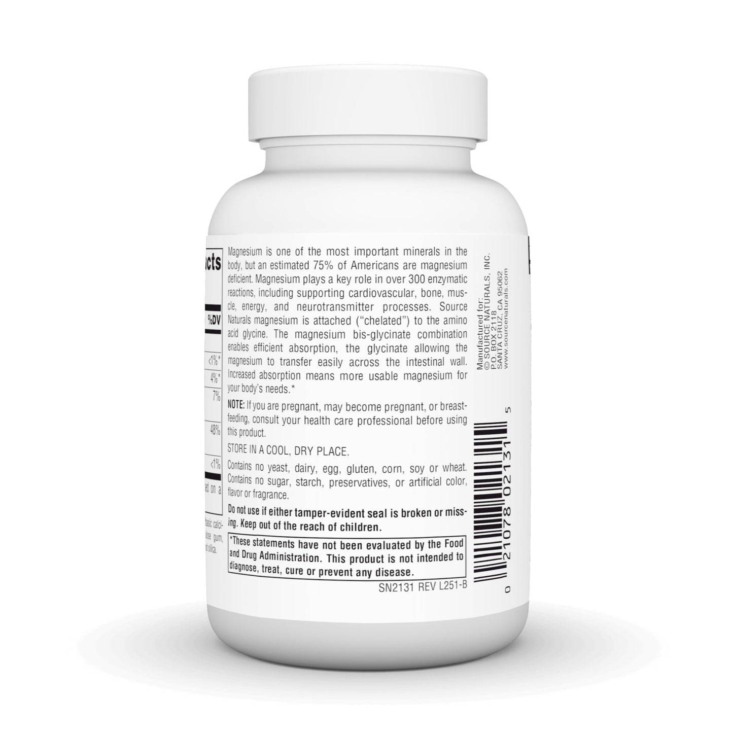 Source Naturals Magnesium Bis-Glycinate Tablets, 60 Count
