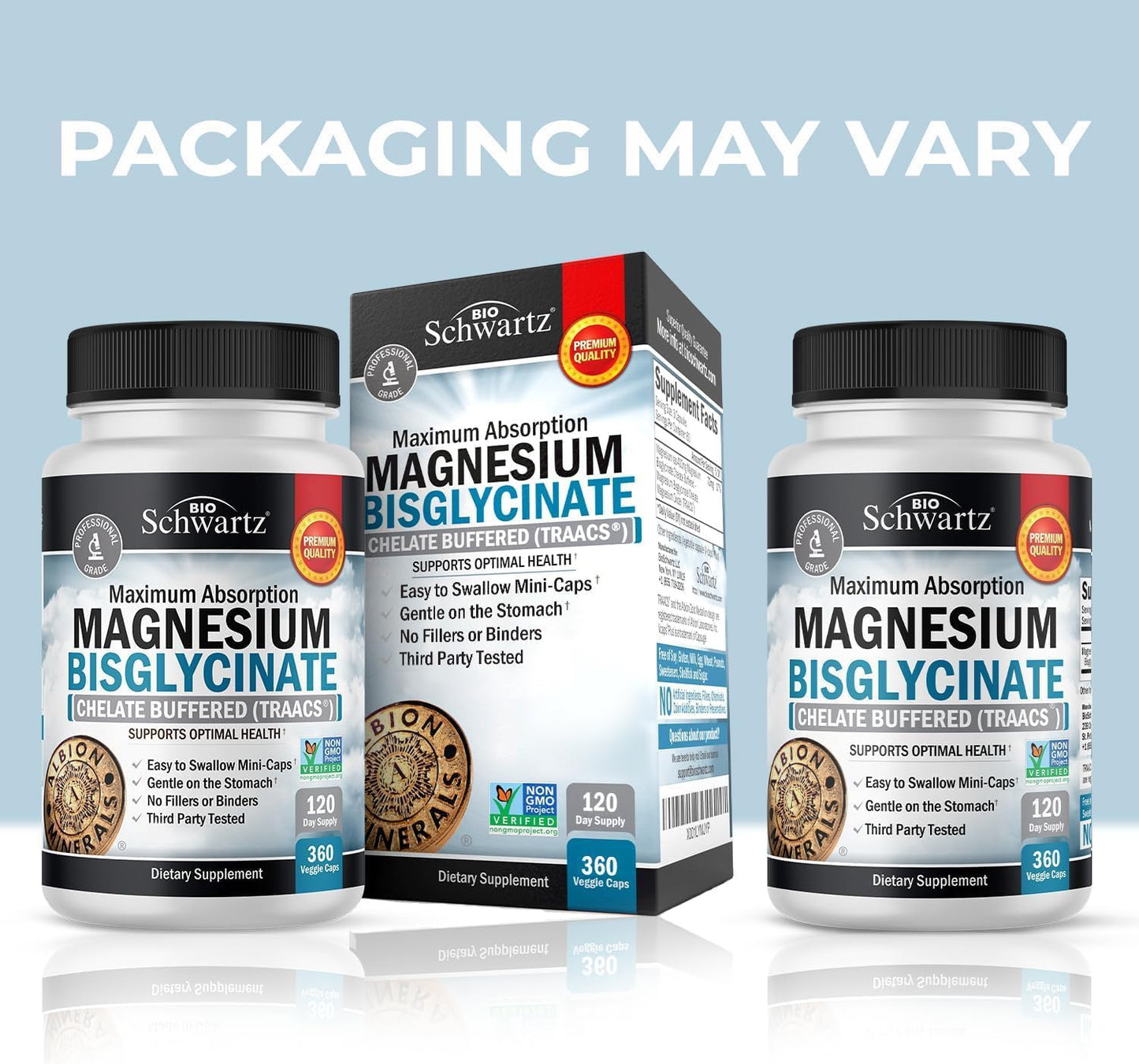 BioSchwartz Magnesium Bisglycinate Chelated Supplement Capsules 360
