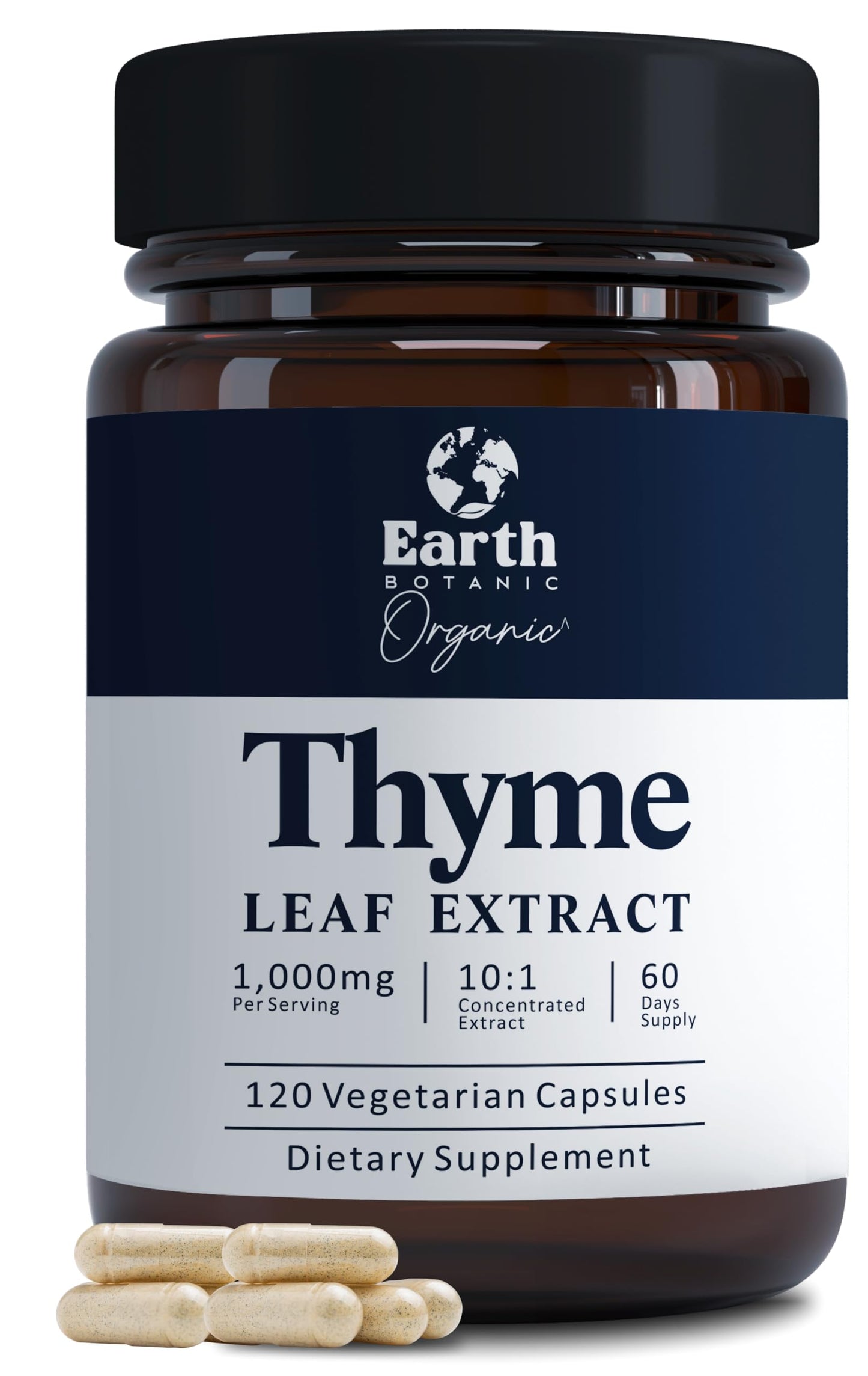 Earth BOTANIC Organic Thyme Leaf Extract 1000mg 10:1 Capsule, 1 Count